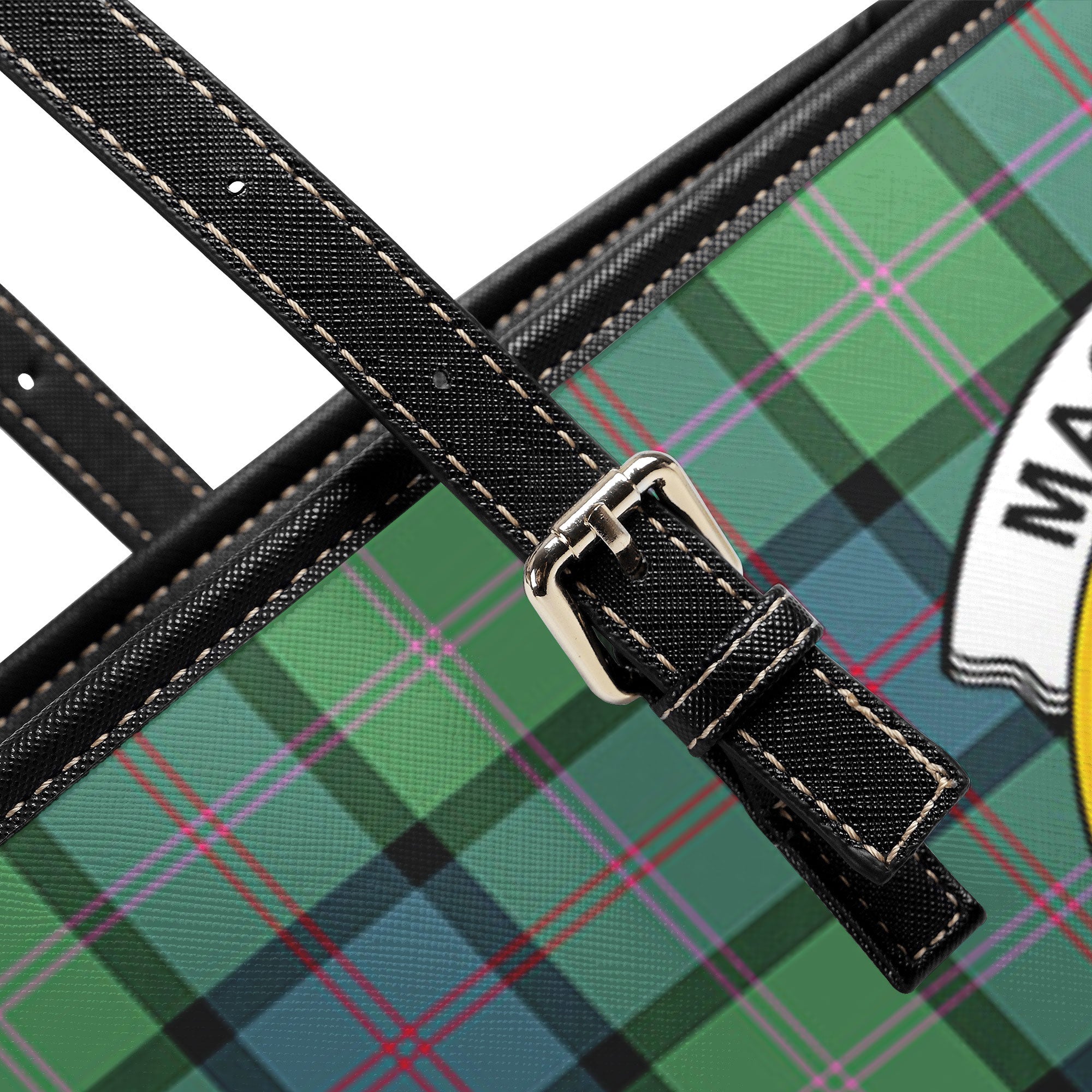 MacThomas Ancient Tartan Crest Leather Tote Bag