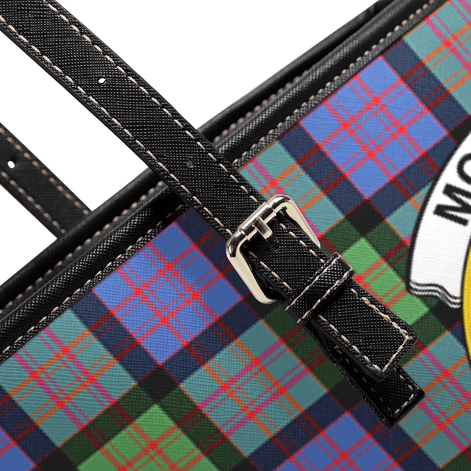 McDonald Ancient Tartan Crest Leather Tote Bag