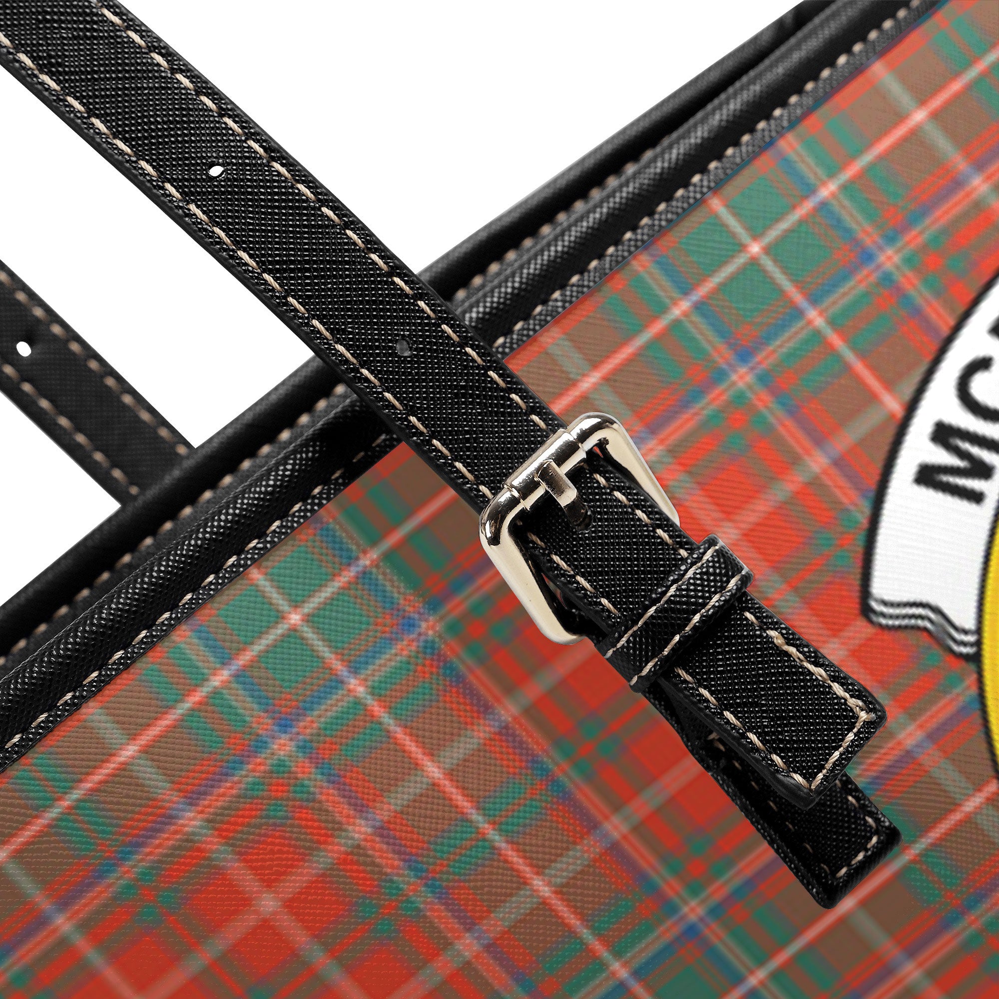 McDougall Ancient Tartan Crest Leather Tote Bag