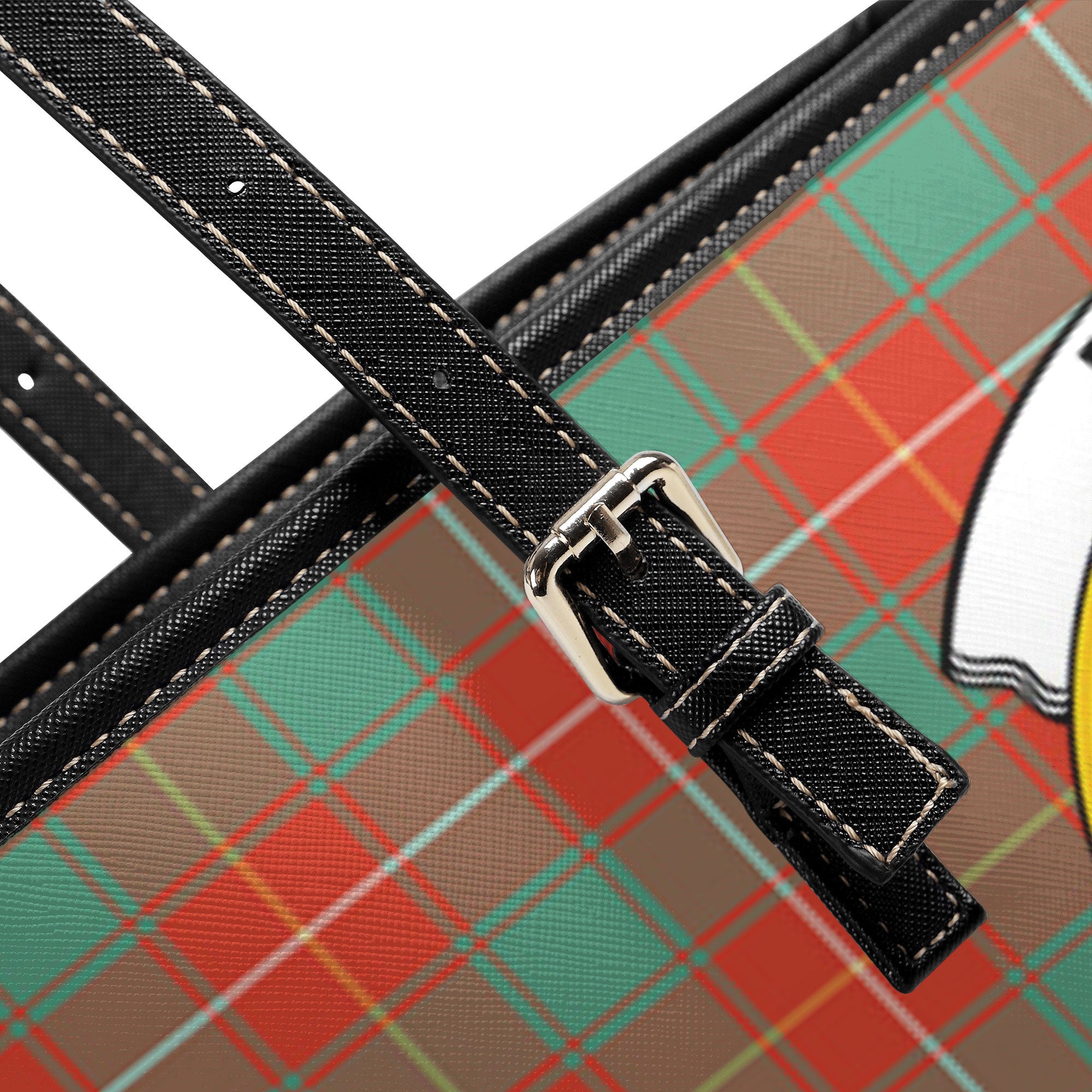 McFie Ancient Tartan Crest Leather Tote Bag