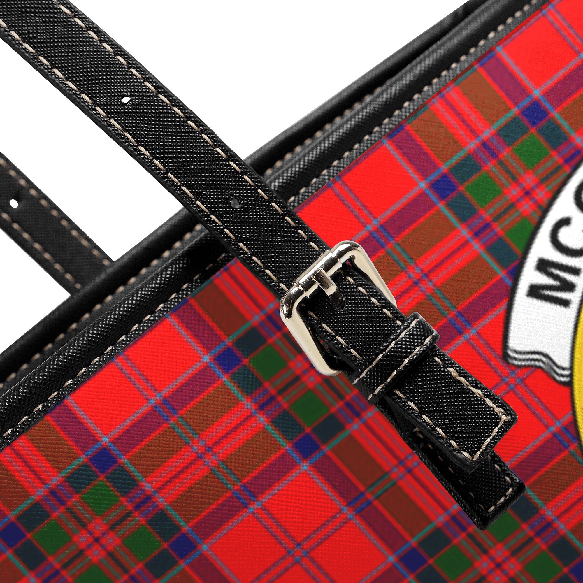 McGillivray Modern Tartan Crest Leather Tote Bag