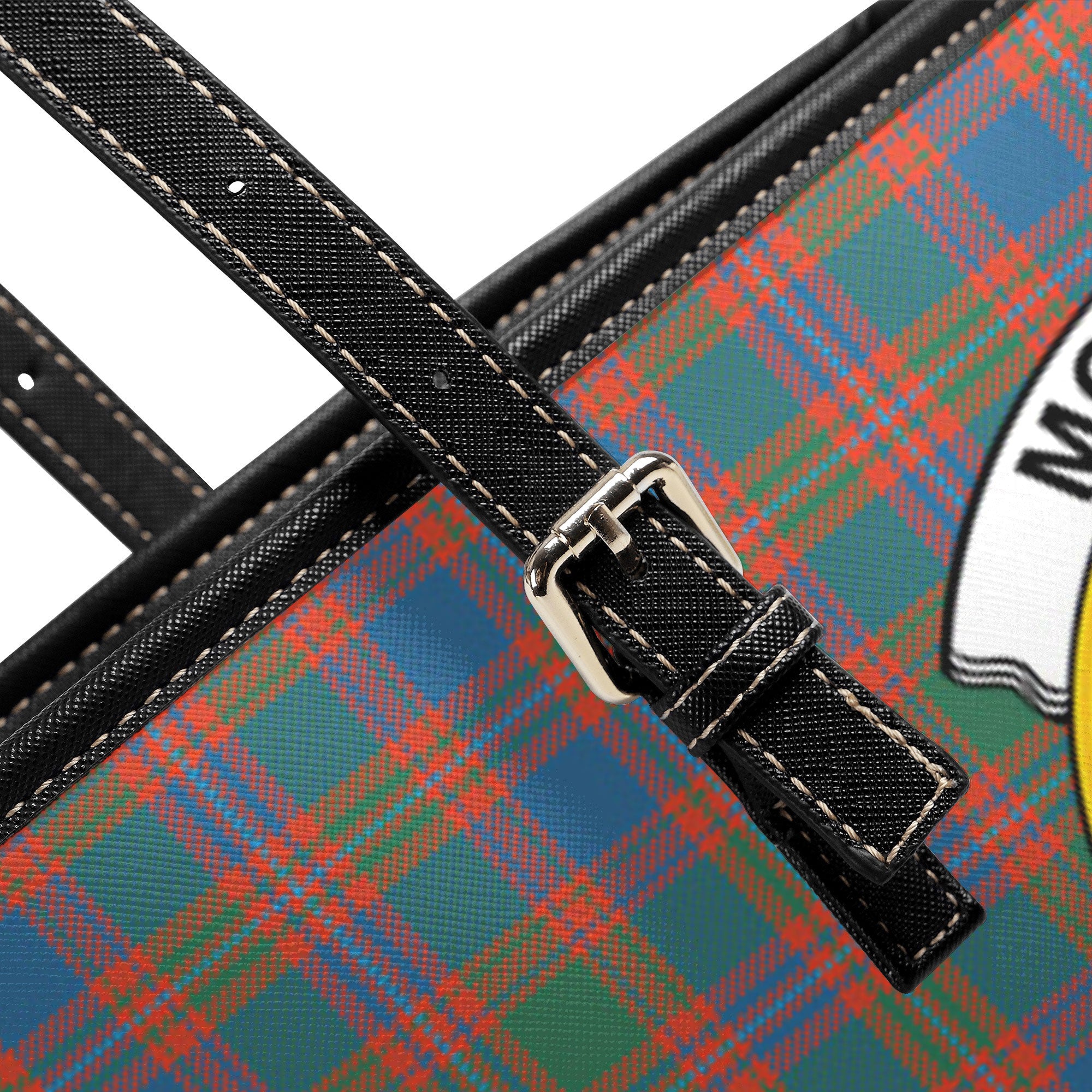 McIntyre Ancient Tartan Crest Leather Tote Bag