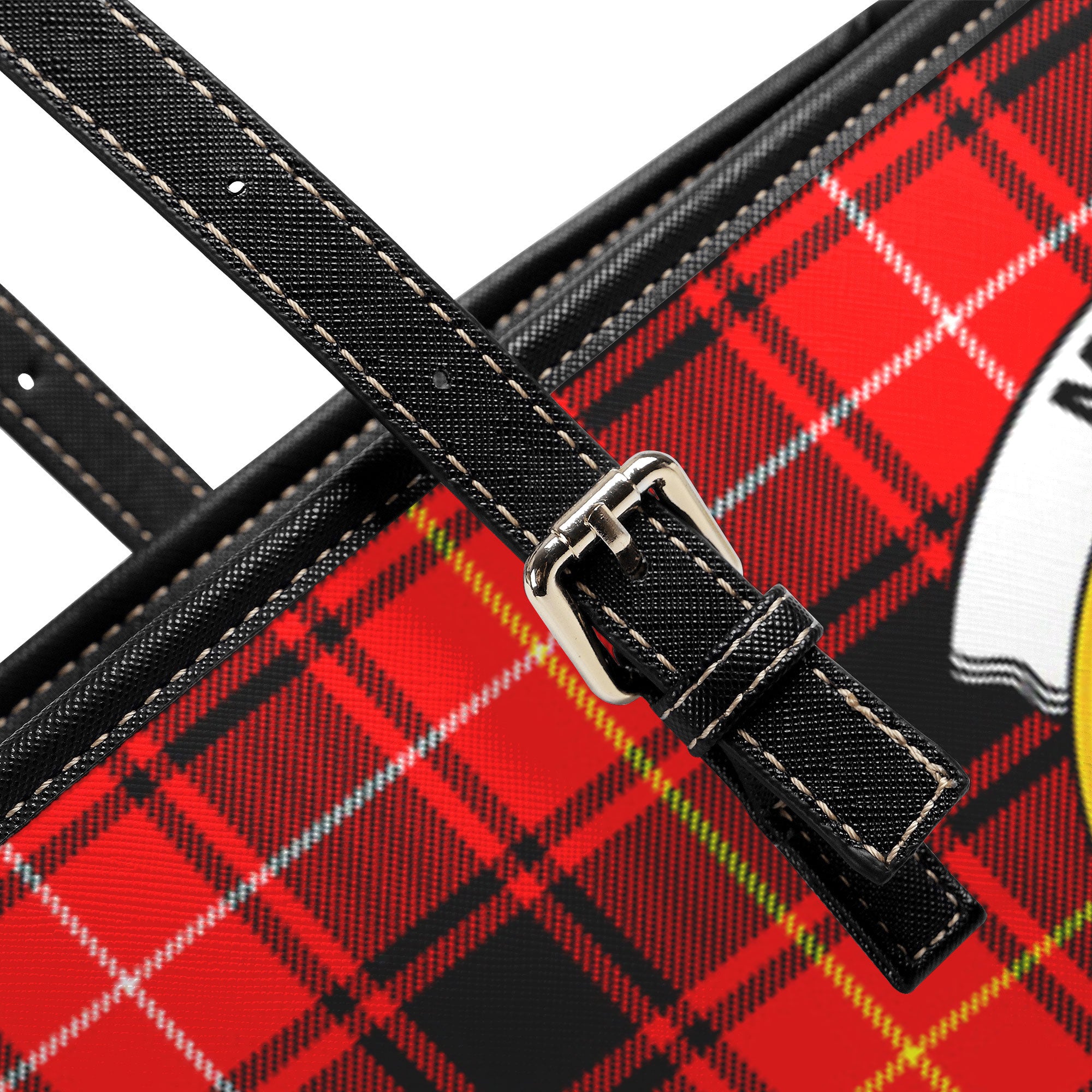 McIver Modern Tartan Crest Leather Tote Bag