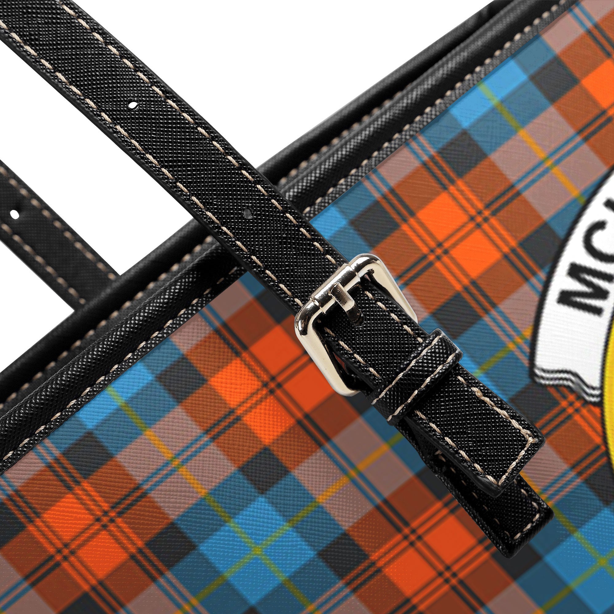 McLachlan Ancient Tartan Crest Leather Tote Bag