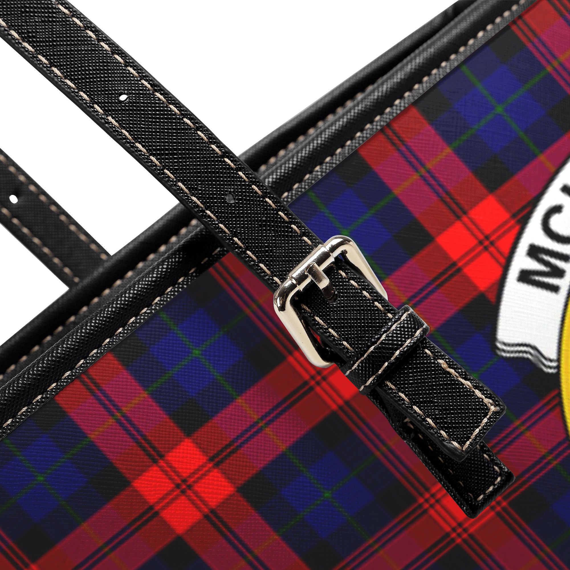 McLachlan Modern Tartan Crest Leather Tote Bag