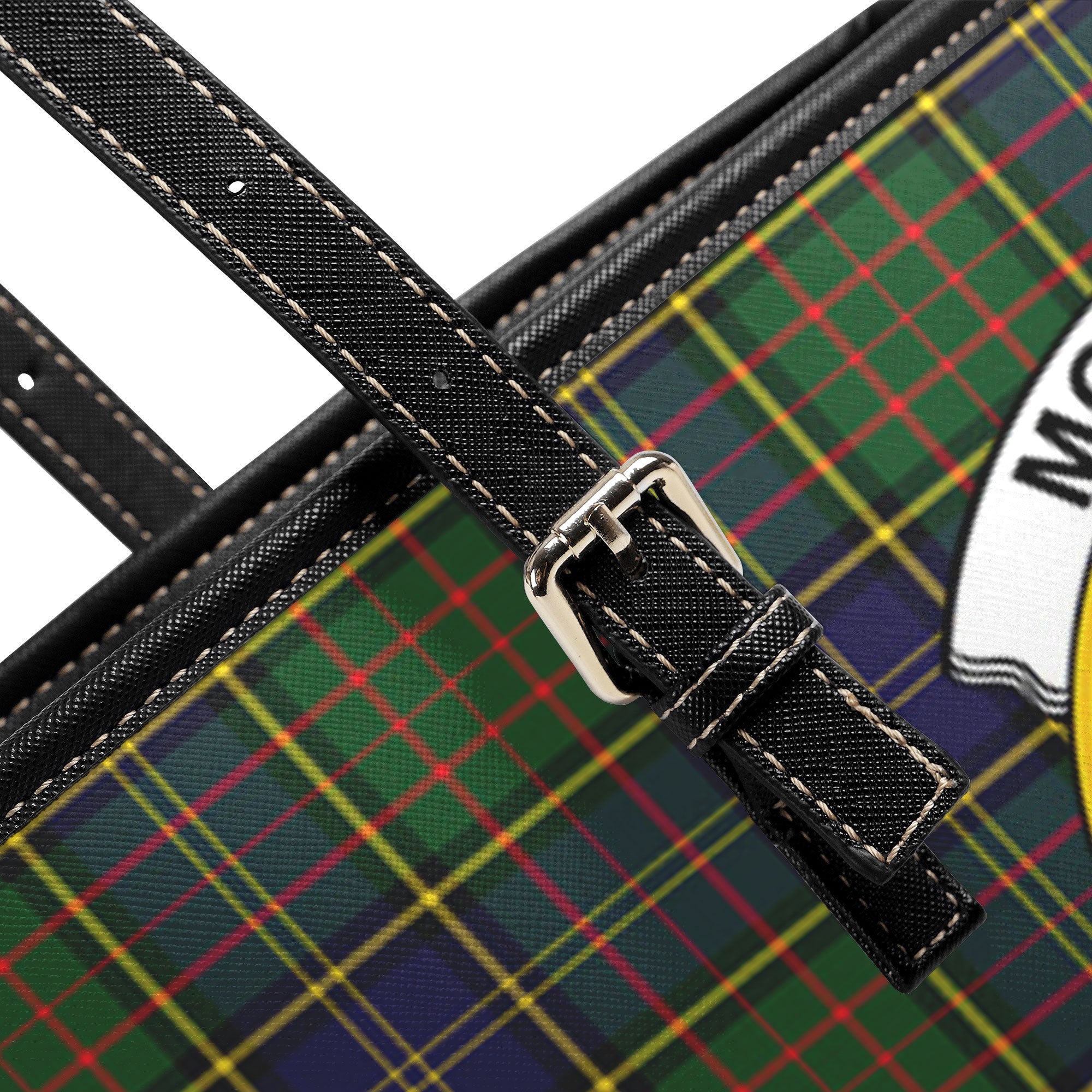 McMillan Hunting Modern Tartan Crest Leather Tote Bag