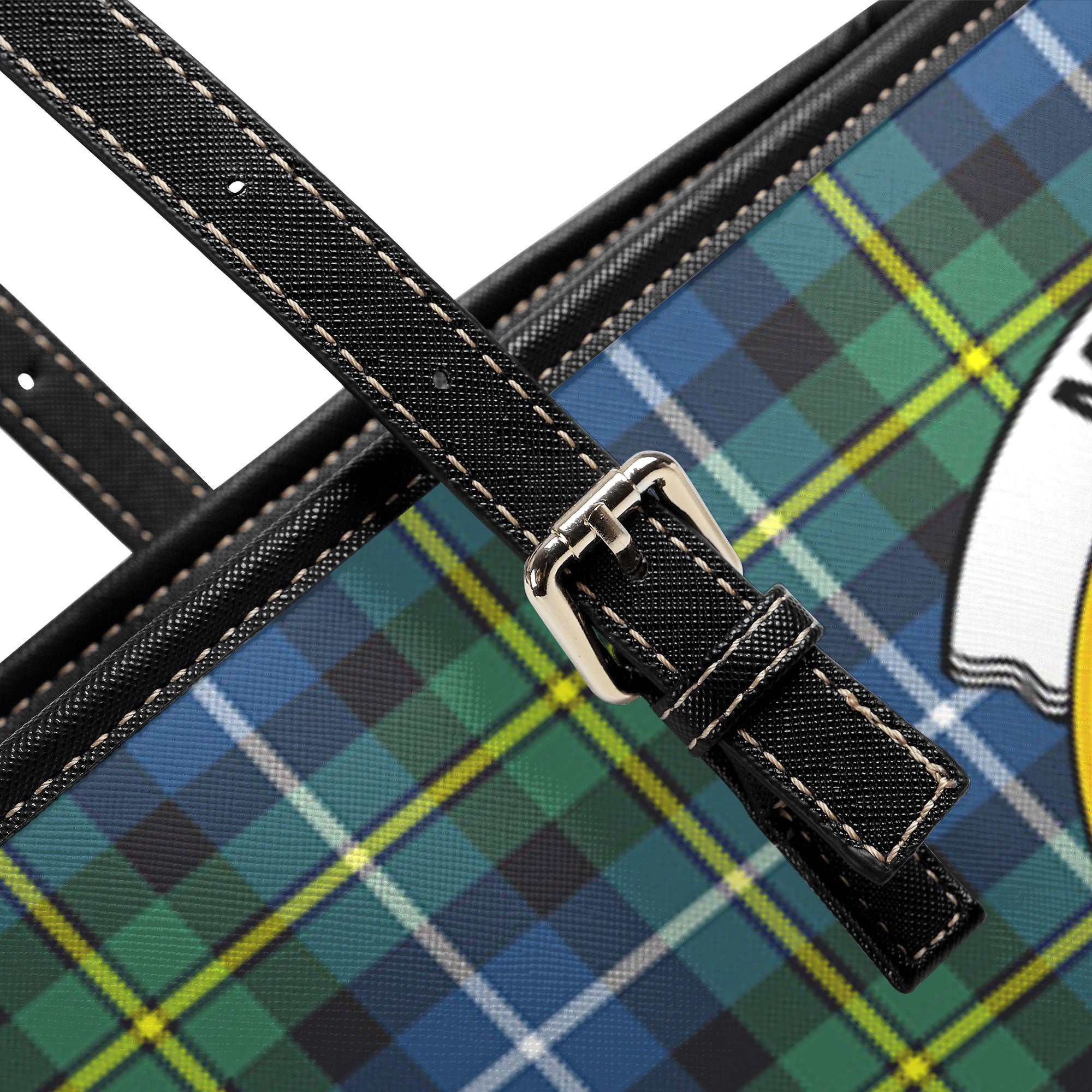 McNeil of Barra Ancient Tartan Crest Leather Tote Bag