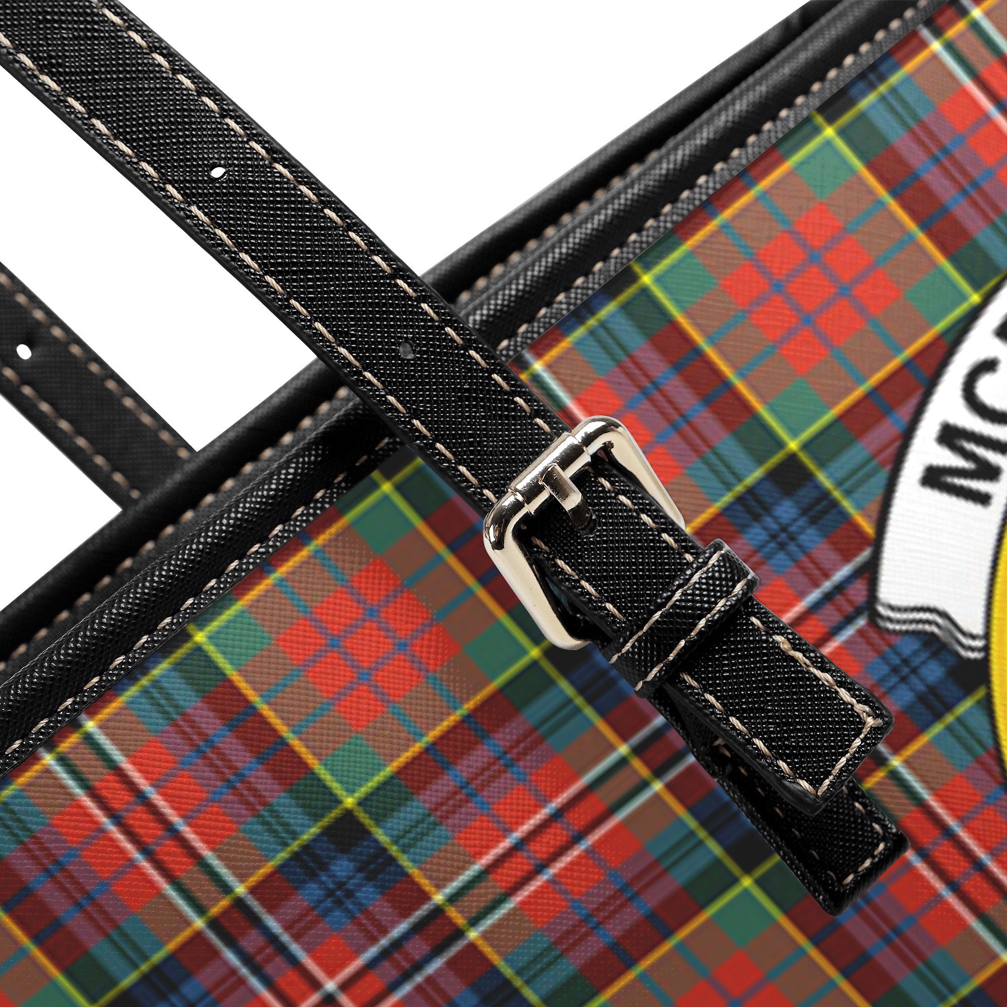 McPherson Ancient Tartan Crest Leather Tote Bag