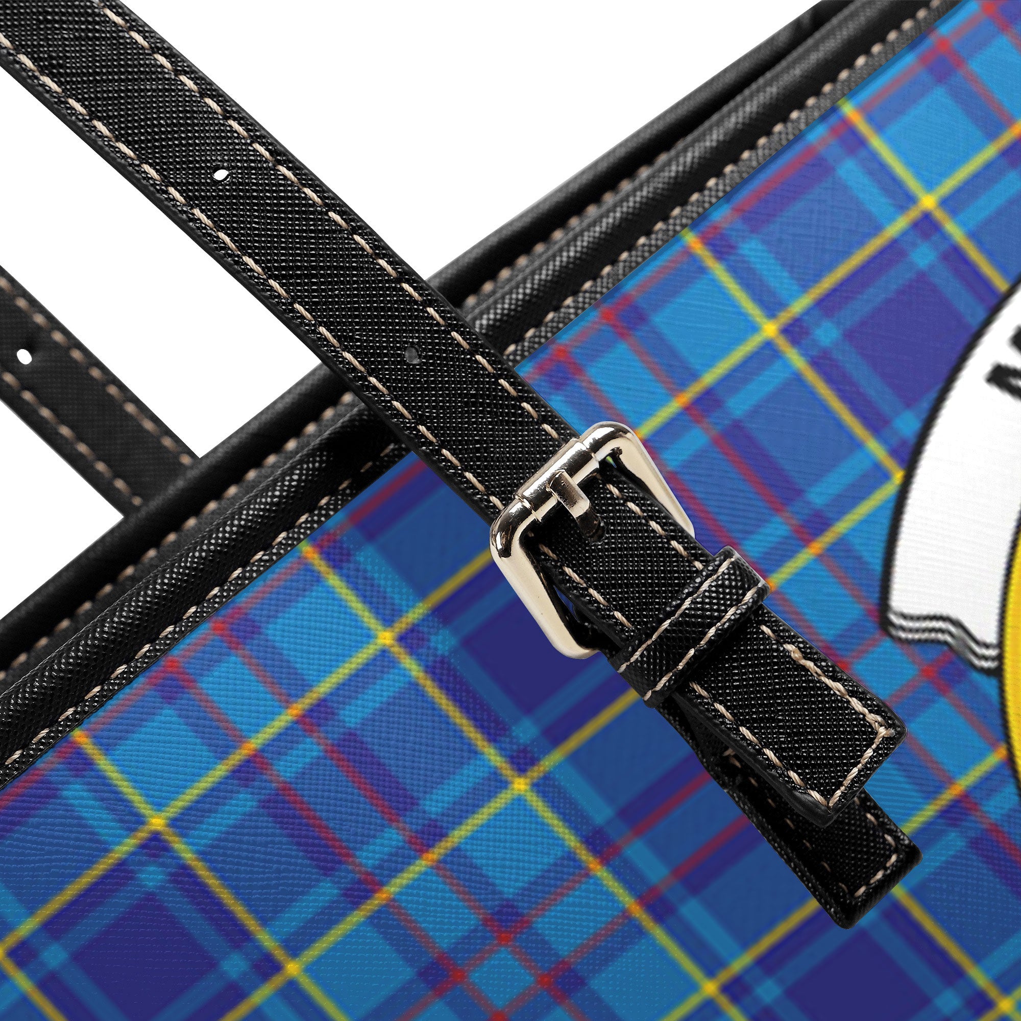 Mercer Modern Tartan Crest Leather Tote Bag