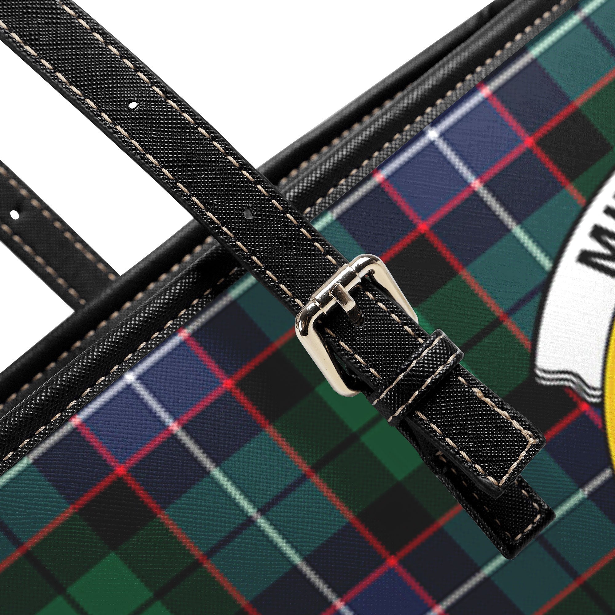 Mitchell Modern Tartan Crest Leather Tote Bag