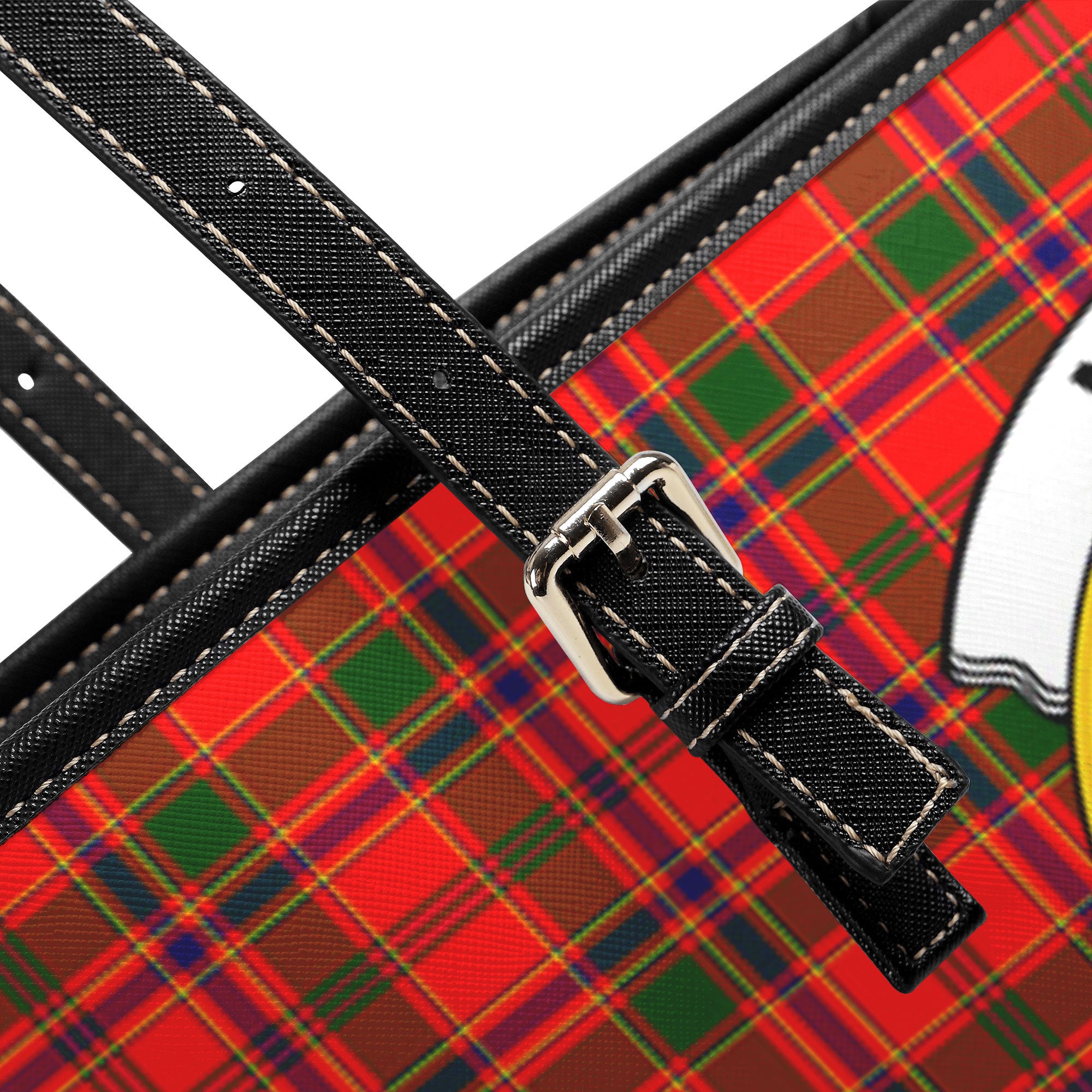 Munro Modern Tartan Crest Leather Tote Bag