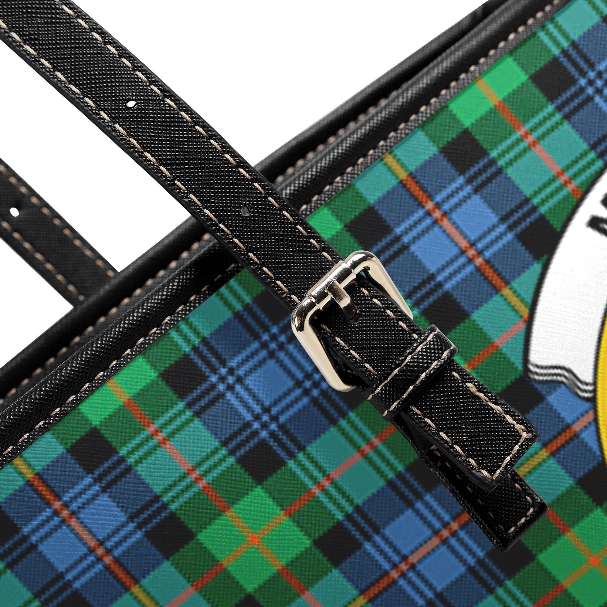 Murray of Atholl Ancient Tartan Crest Leather Tote Bag