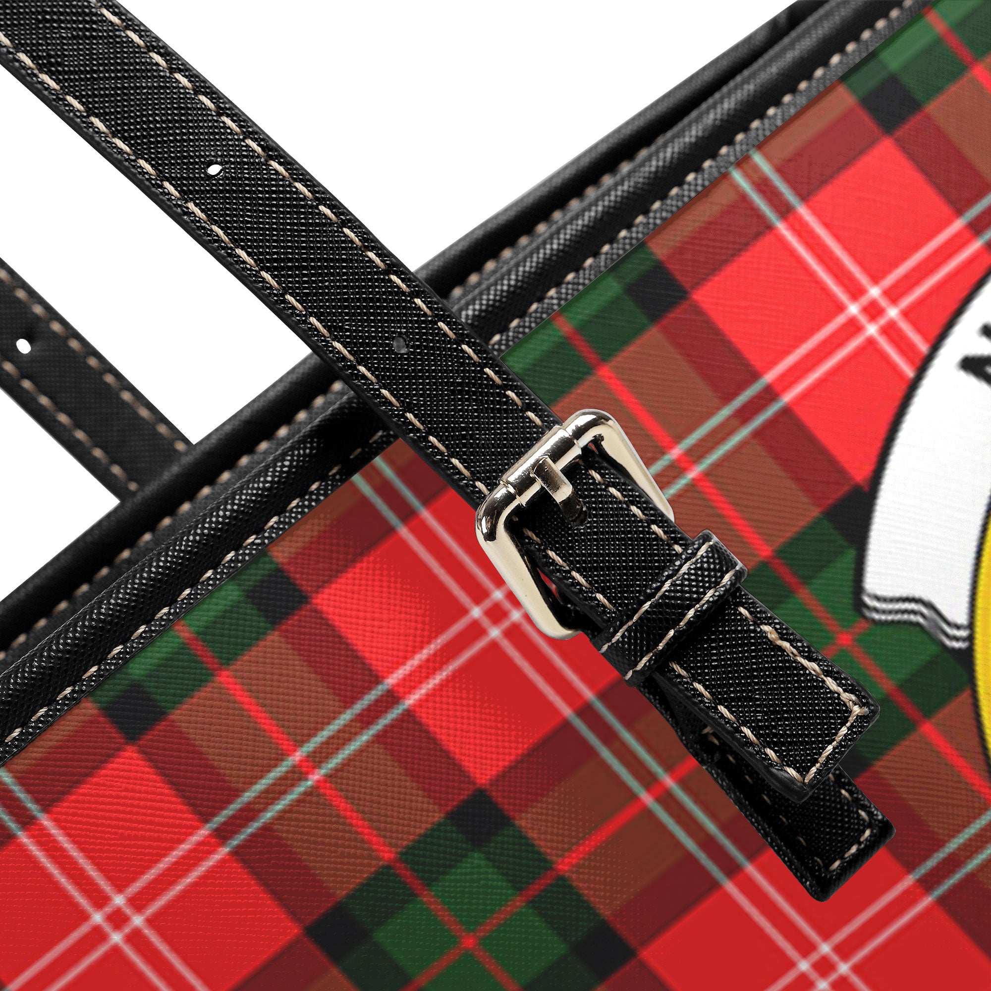 Nesbitt Modern Tartan Crest Leather Tote Bag