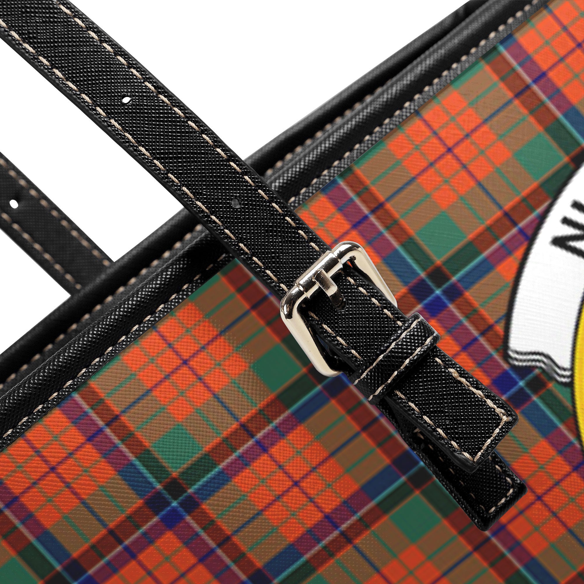 Nicolson Ancient Tartan Crest Leather Tote Bag