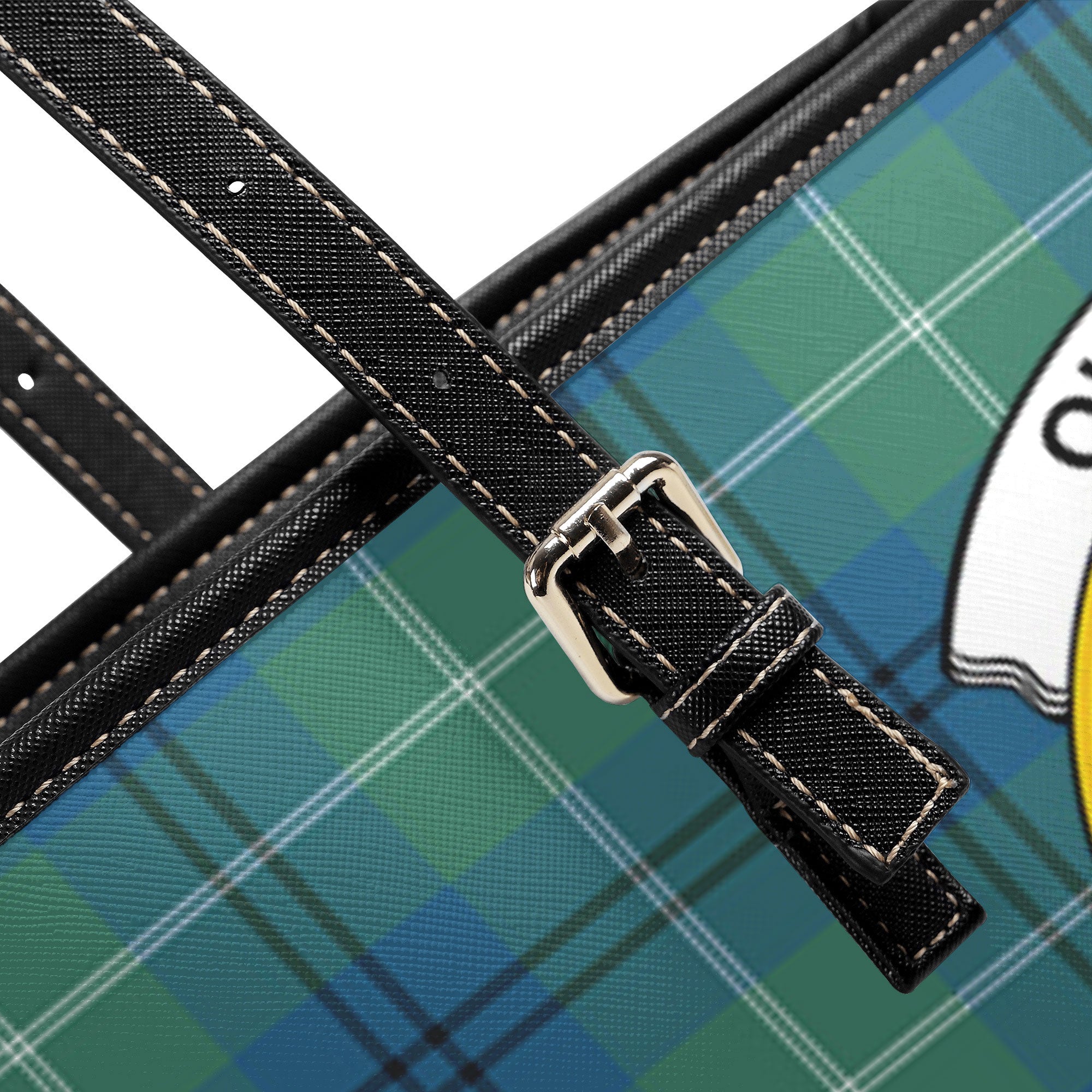 Oliphant Ancient Tartan Crest Leather Tote Bag