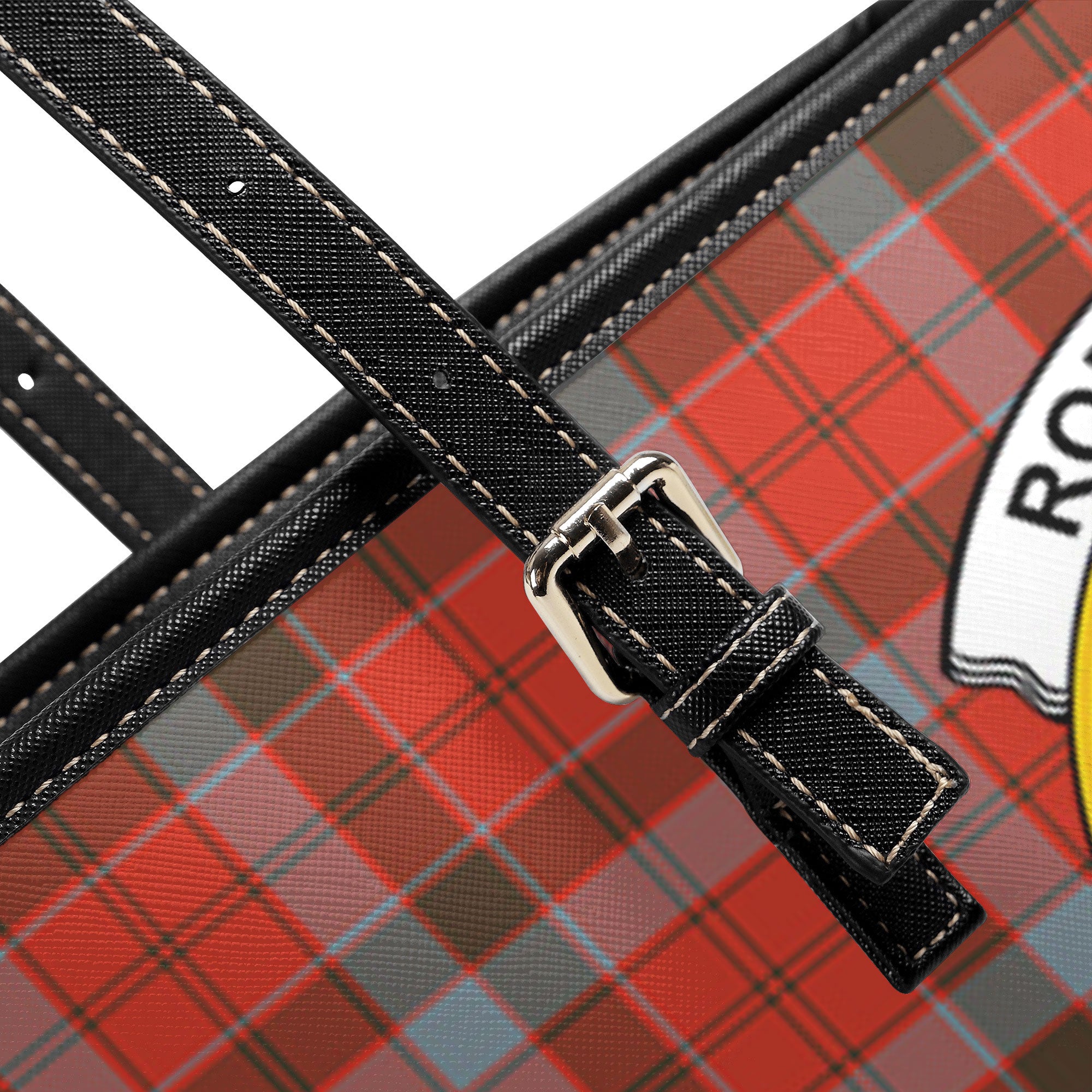 Robertson Weathered Tartan Crest Leather Tote Bag