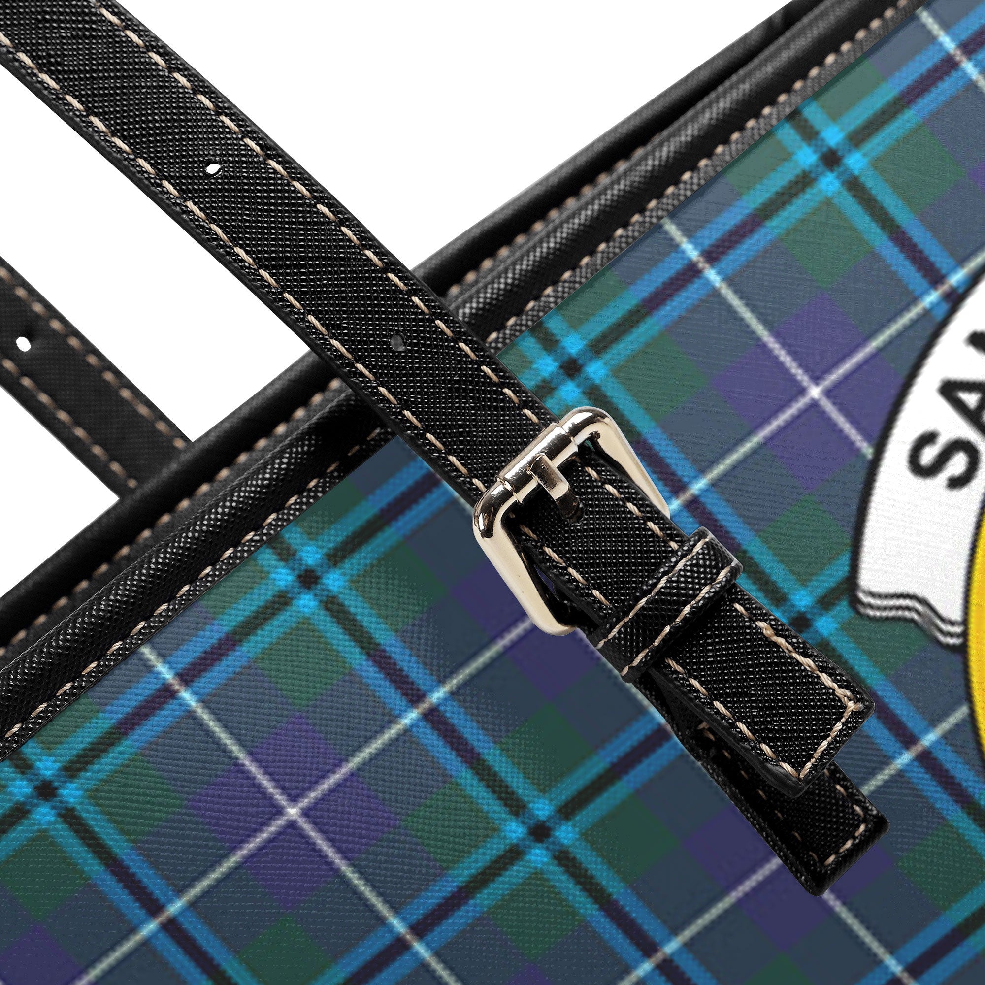 Sandilands Tartan Crest Leather Tote Bag