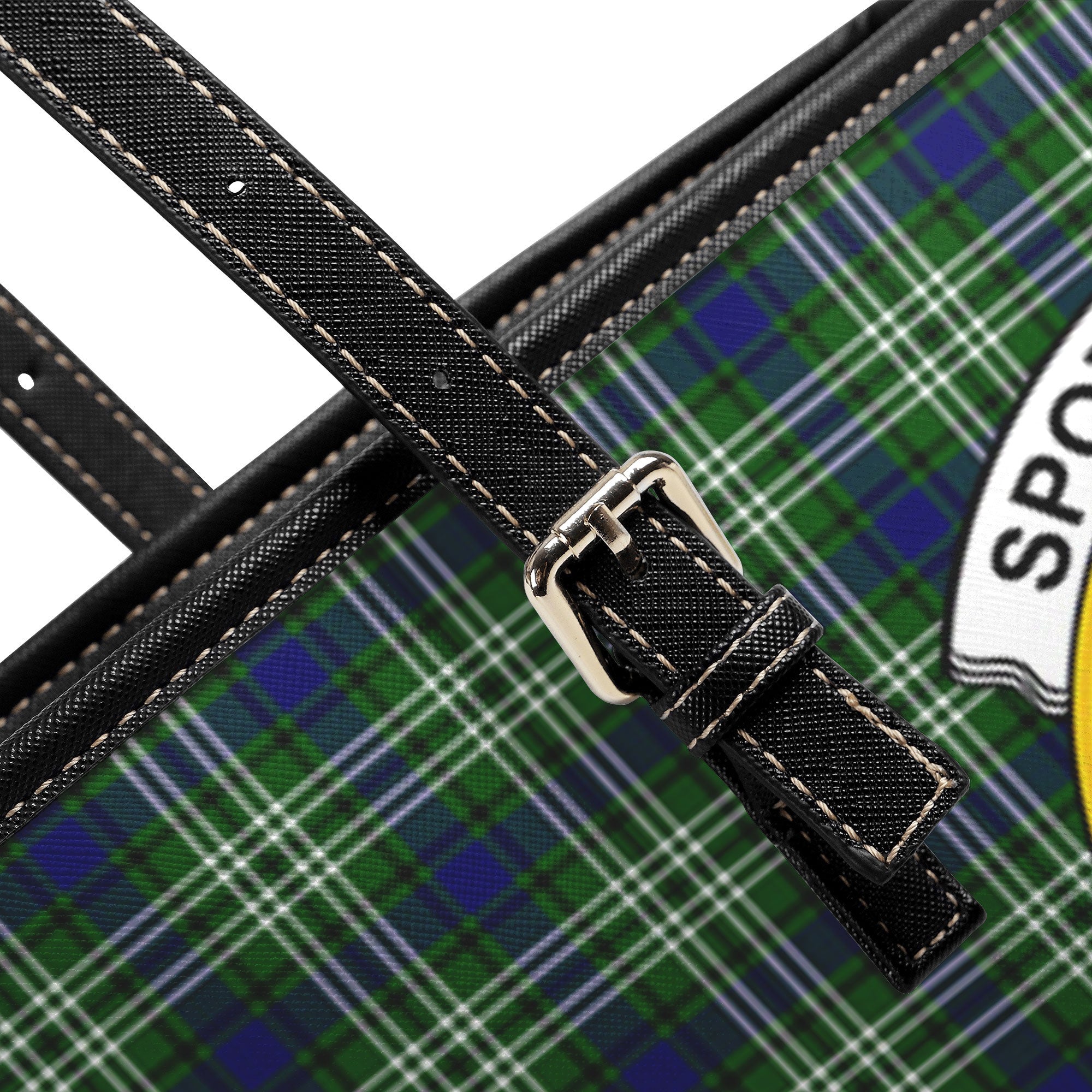 Spottiswood Tartan Crest Leather Tote Bag