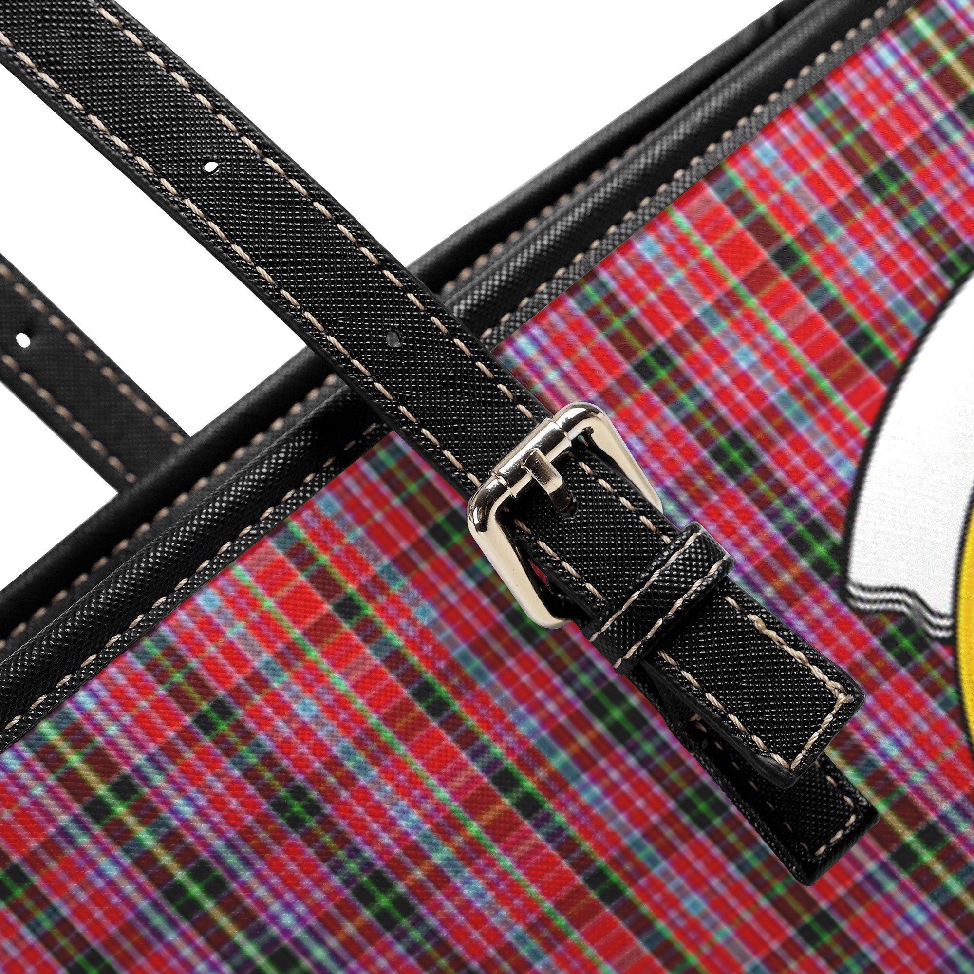 Udny Tartan Crest Leather Tote Bag