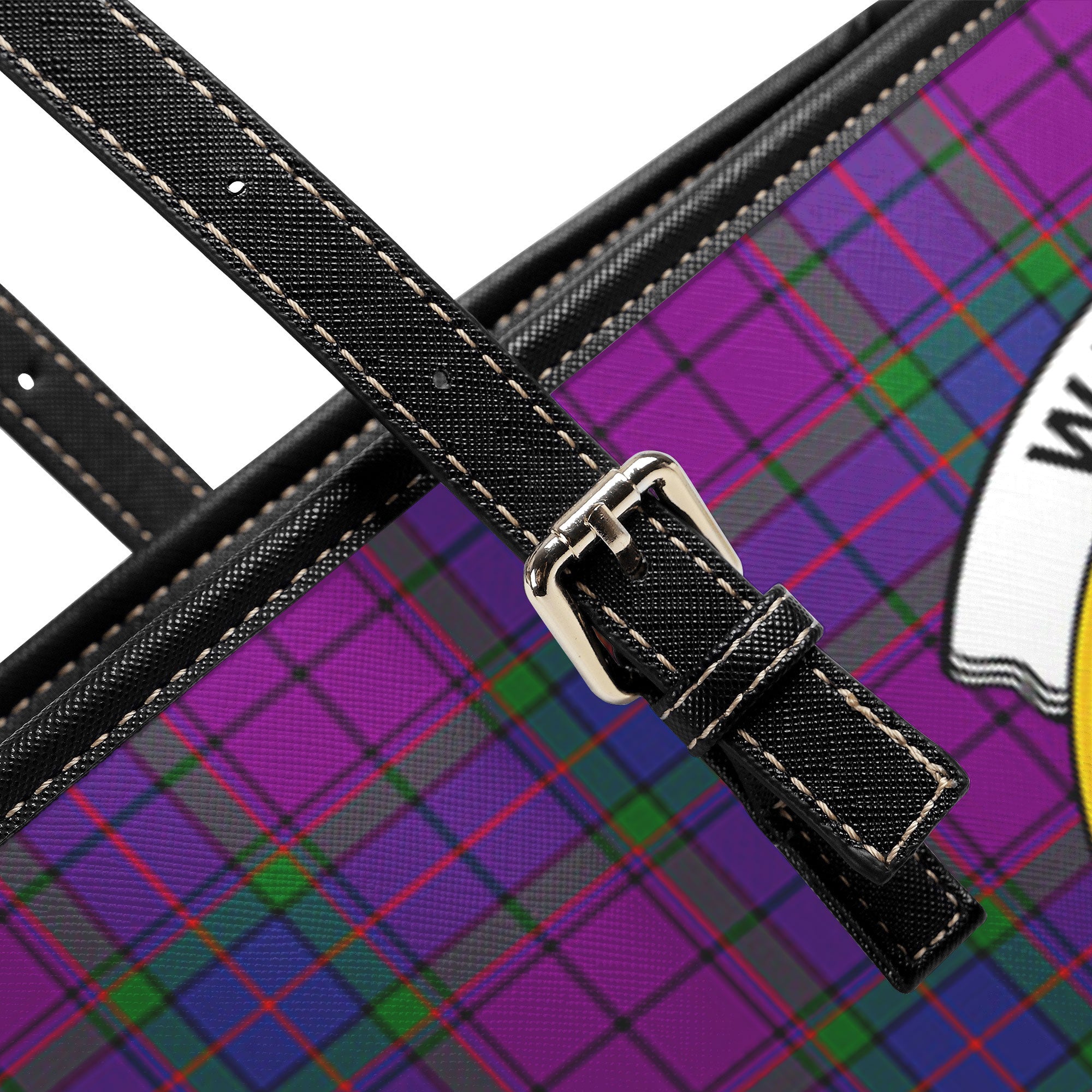 Wardlaw Modern Tartan Crest Leather Tote Bag