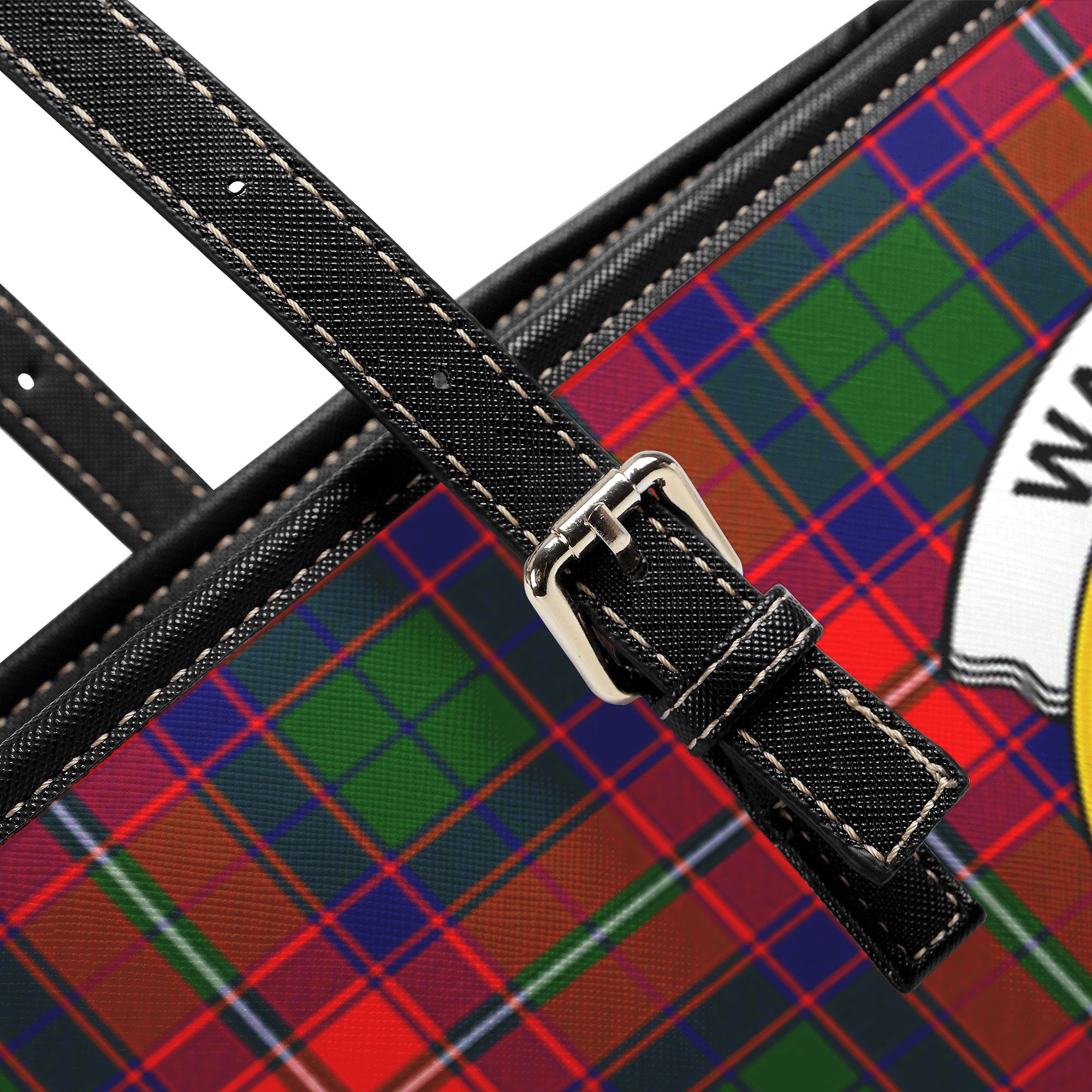 Wauchope (or Waugh) Tartan Crest Leather Tote Bag