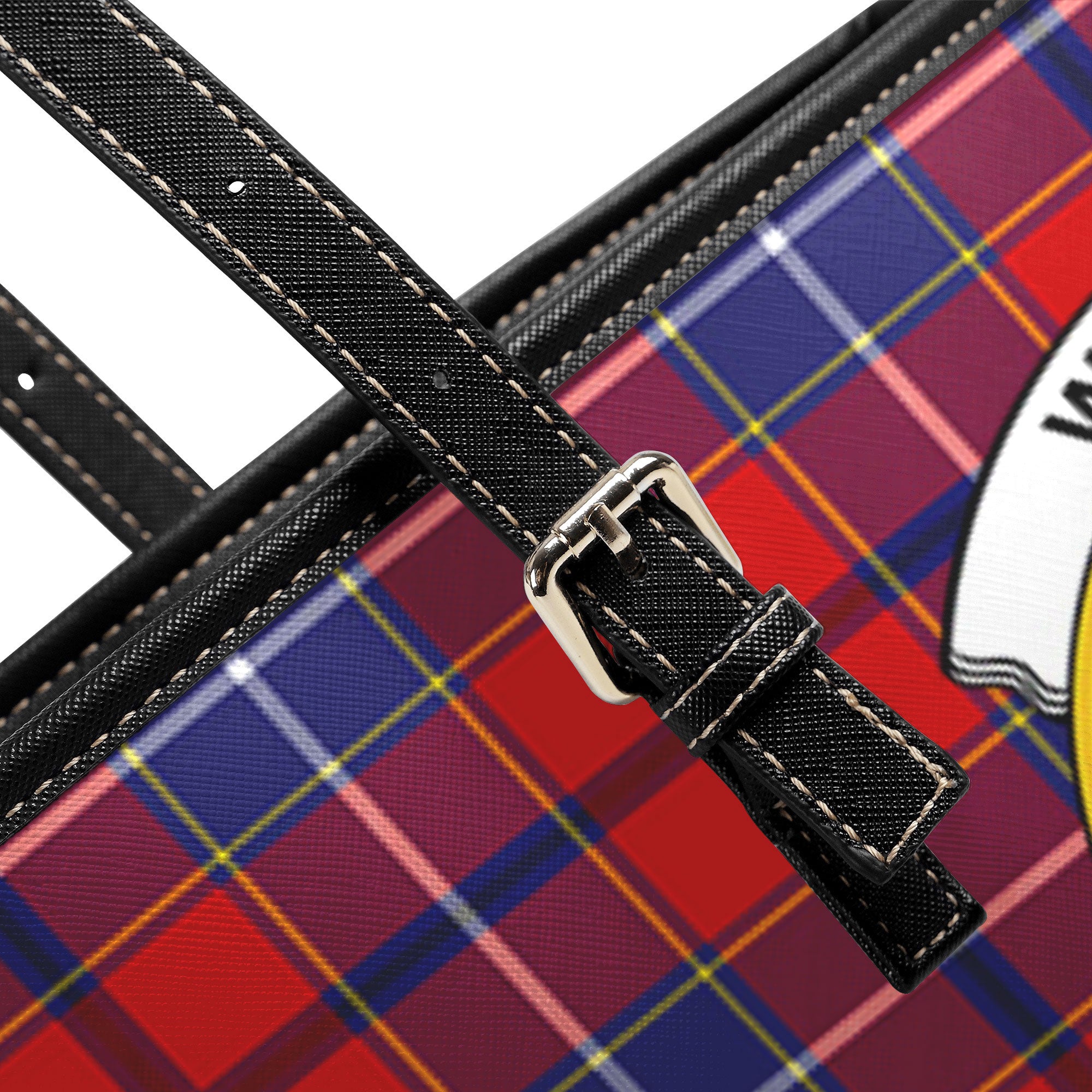 Wishart Dress Tartan Crest Leather Tote Bag