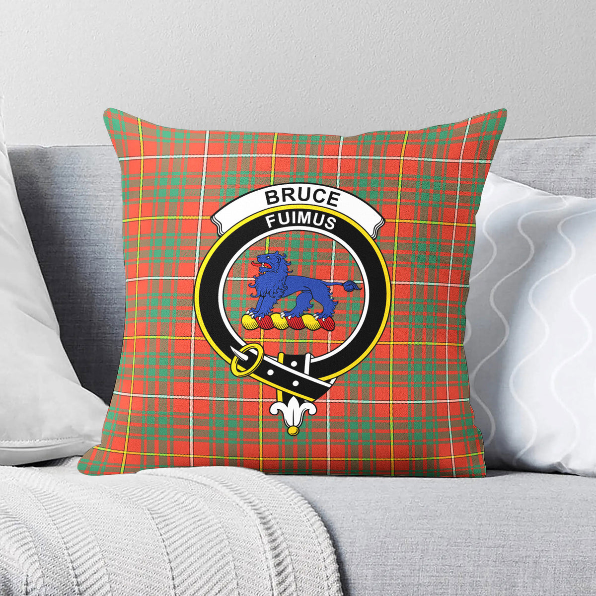 Bruce Ancient Tartan Crest Pillow Cover