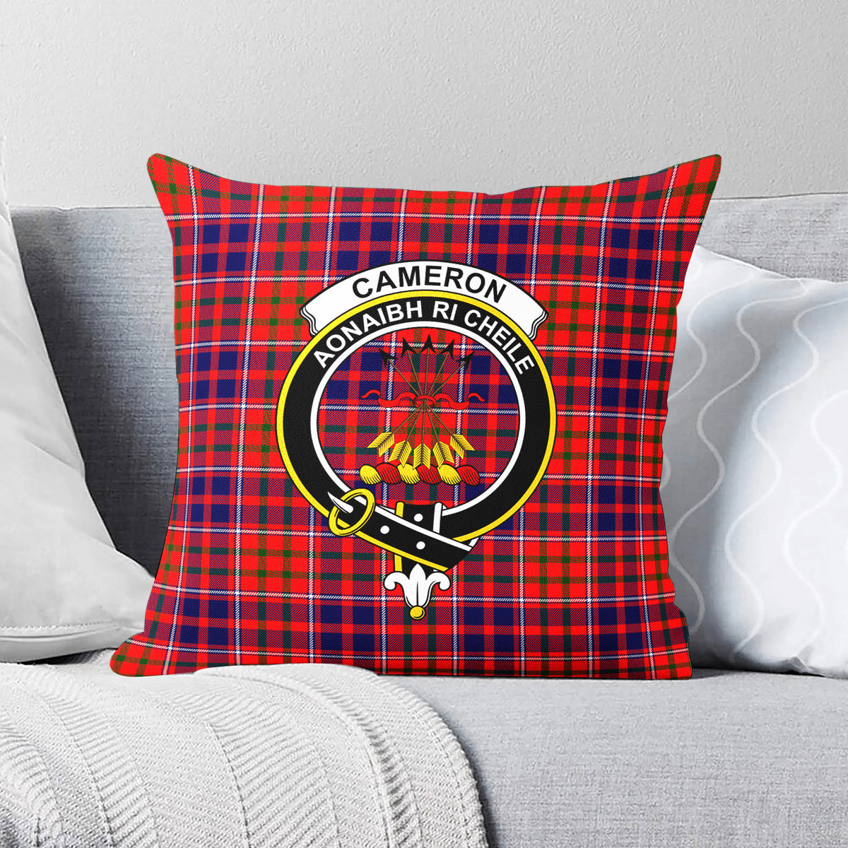 Cameron of Lochiel Modern Tartan Crest Pillow Cover