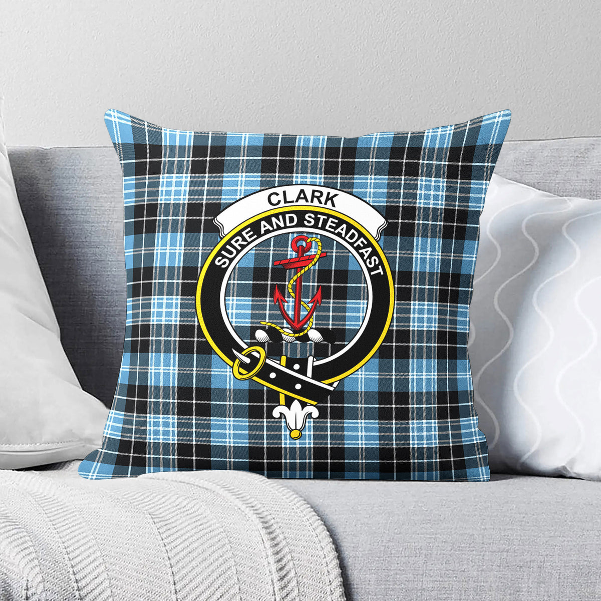 Clark Ancient Tartan Crest Pillow Cover