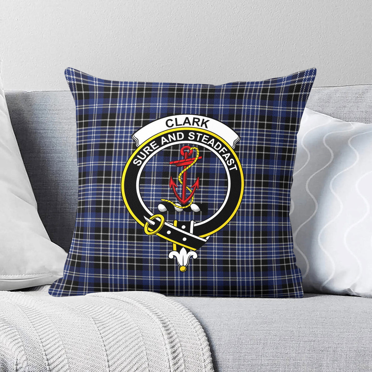 Clark Modern Tartan Crest Pillow Cover