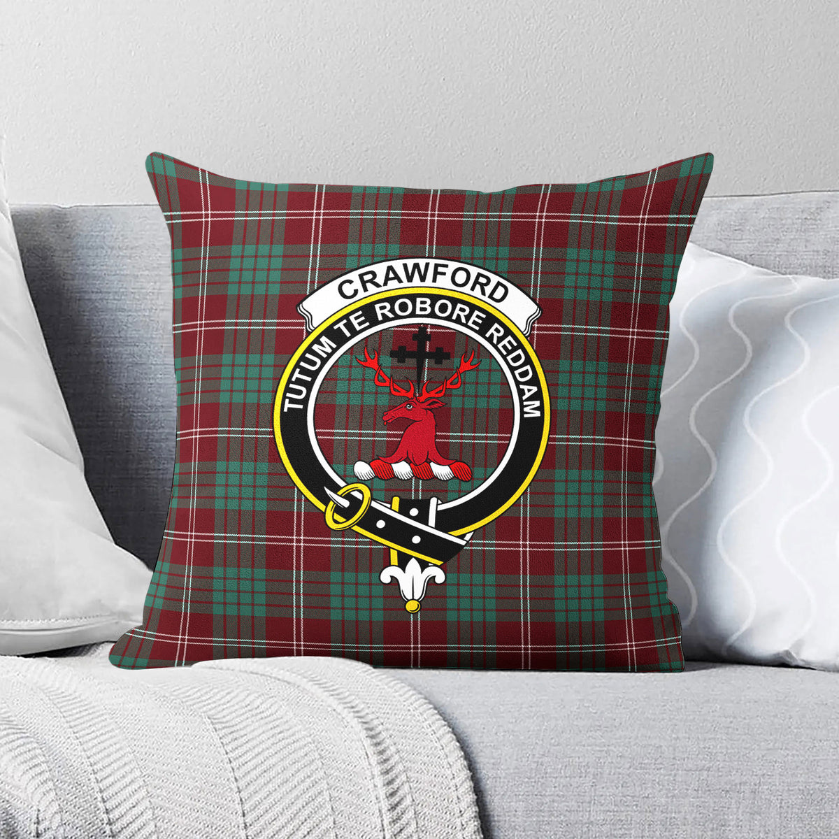 Crawford Modern Tartan Crest Pillow Cover