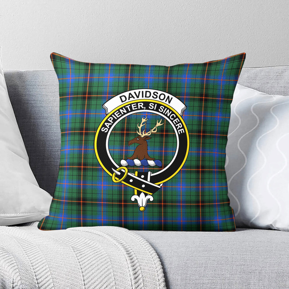 Davidson Ancient Tartan Crest Pillow Cover