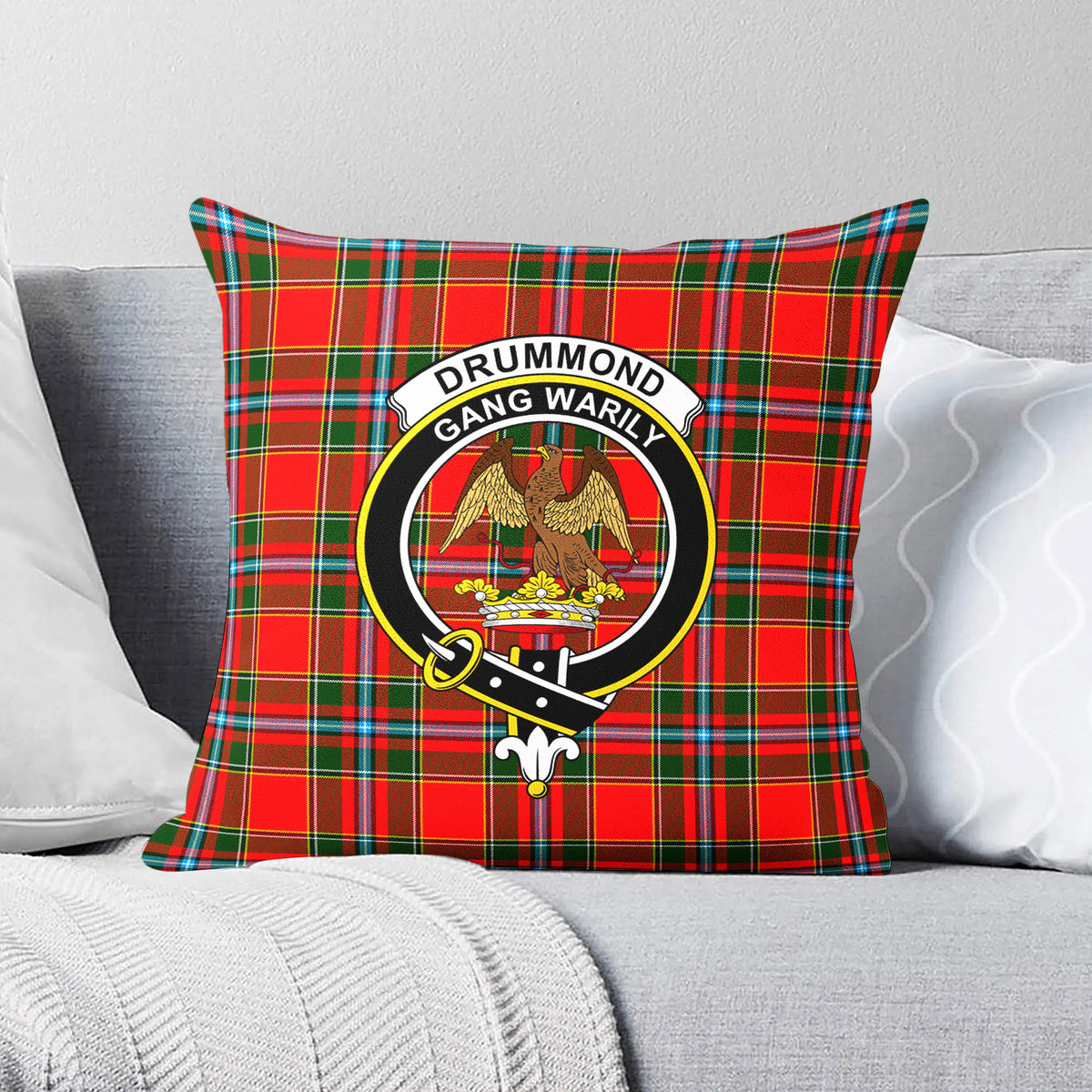 Drummond of Perth Tartan Crest Pillow Cover