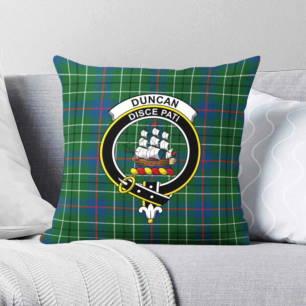 Duncan Ancient Tartan Crest Pillow Cover