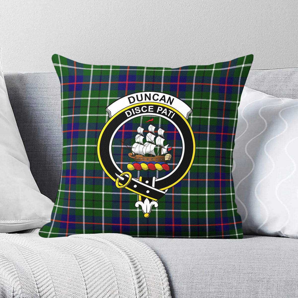 Duncan Modern Tartan Crest Pillow Cover