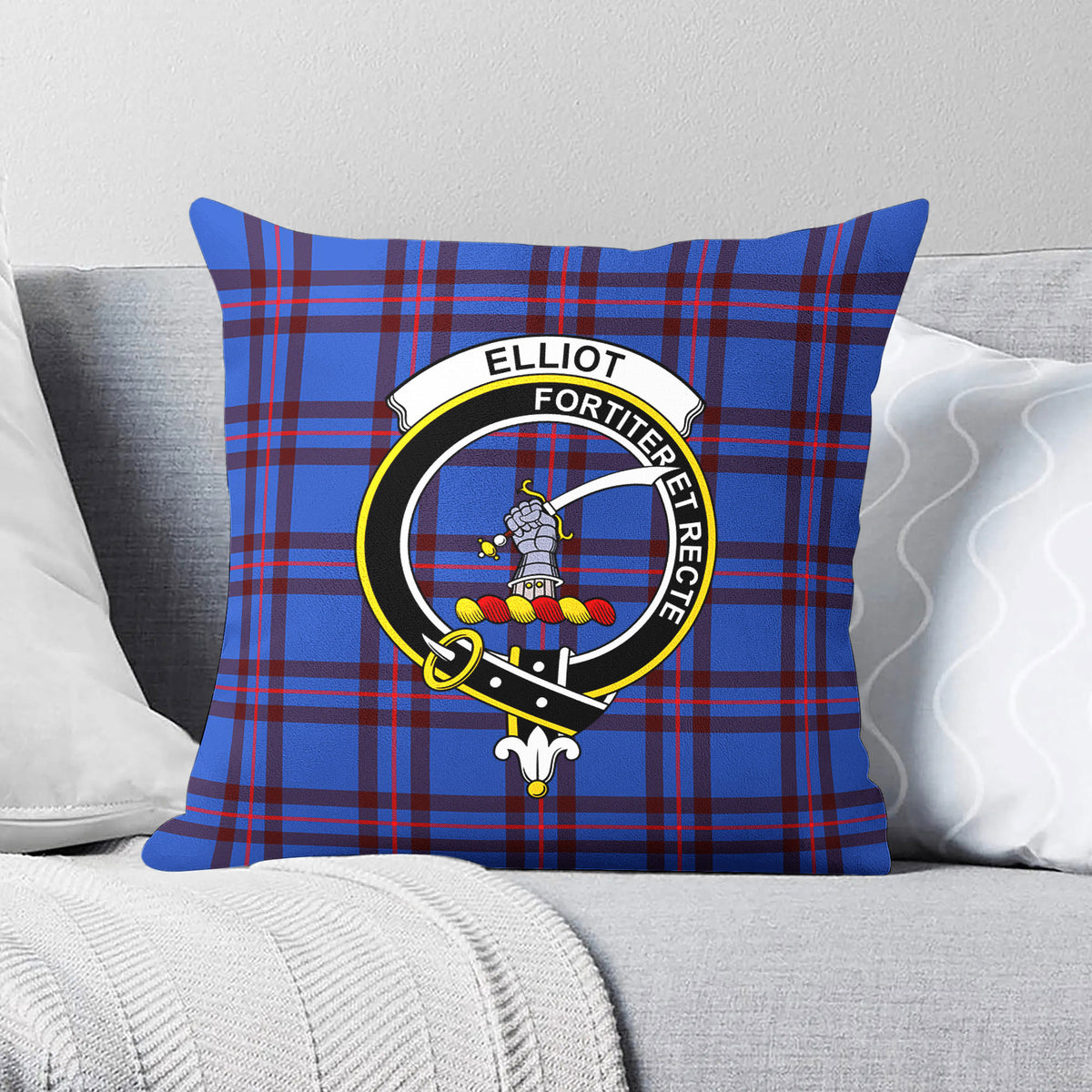 Elliot Modern Tartan Crest Pillow Cover