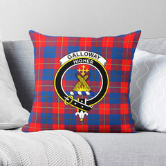 Galloway Red Tartan Crest Pillow Cover