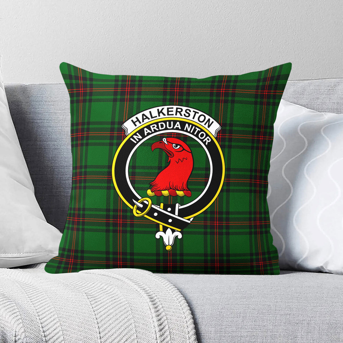 Halkerston Tartan Crest Pillow Cover