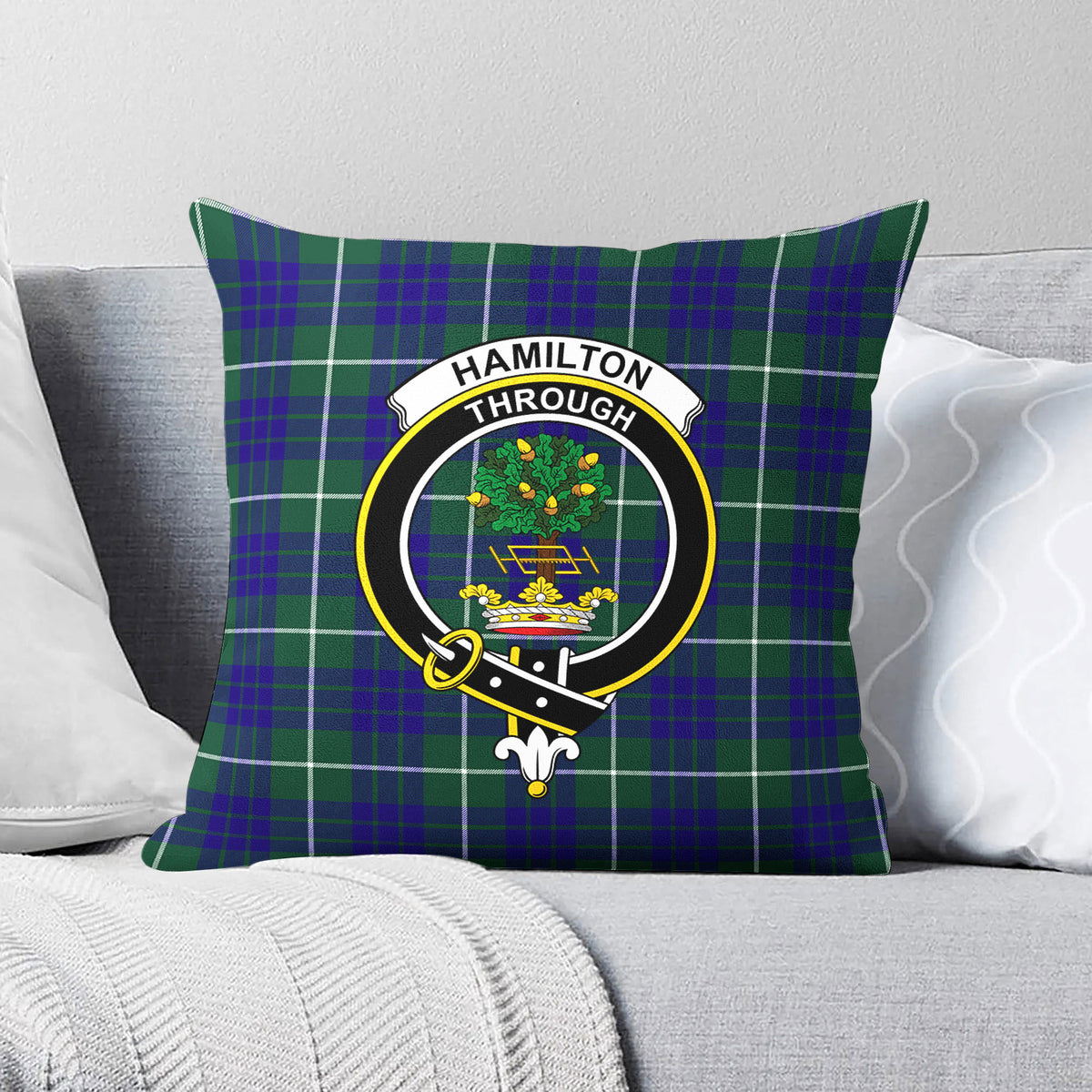 Hamilton Hunting Modern Tartan Crest Pillow Cover