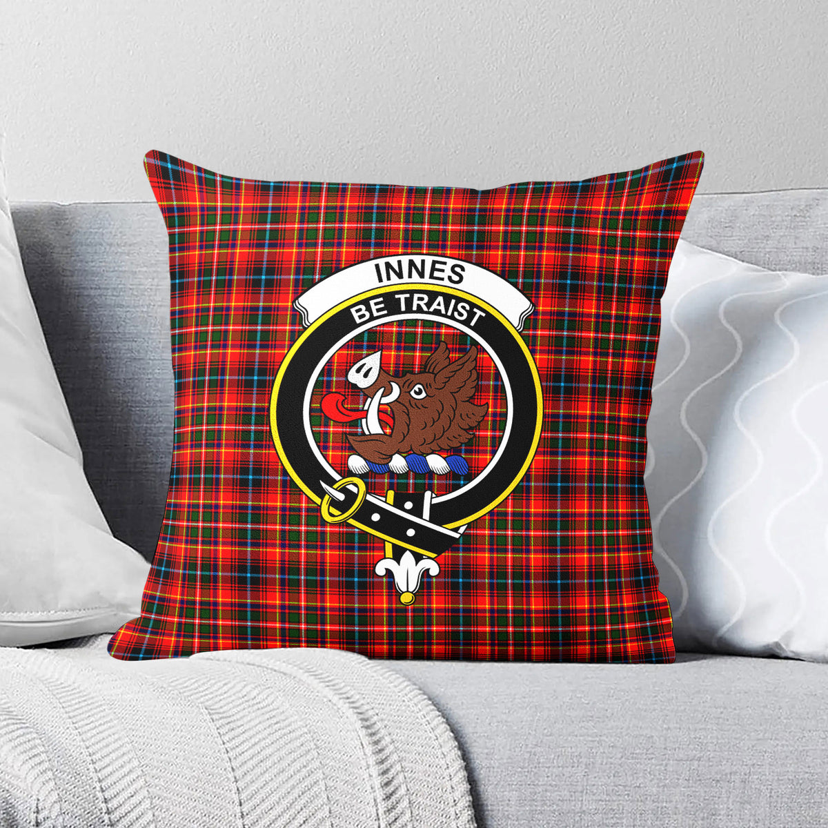 Innes Modern Tartan Crest Pillow Cover