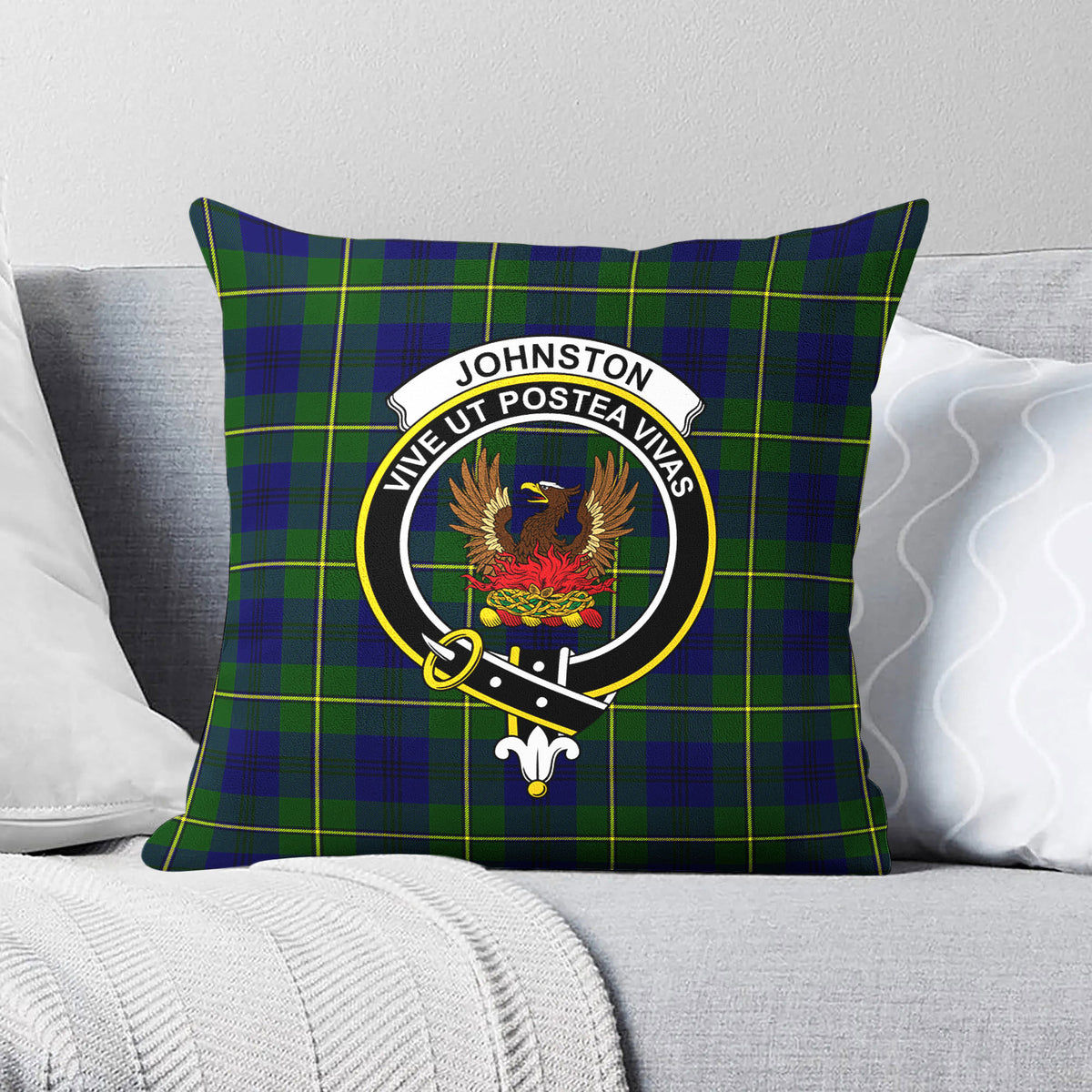 Johnston of Caskieben Tartan Crest Pillow Cover