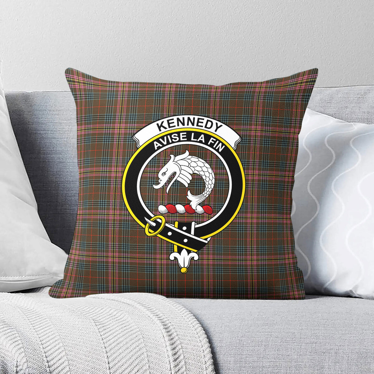 Kennedy Weathered Tartan Crest Pillow Cover