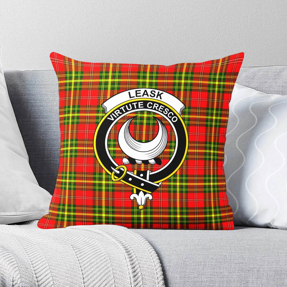 Leask Tartan Crest Pillow Cover