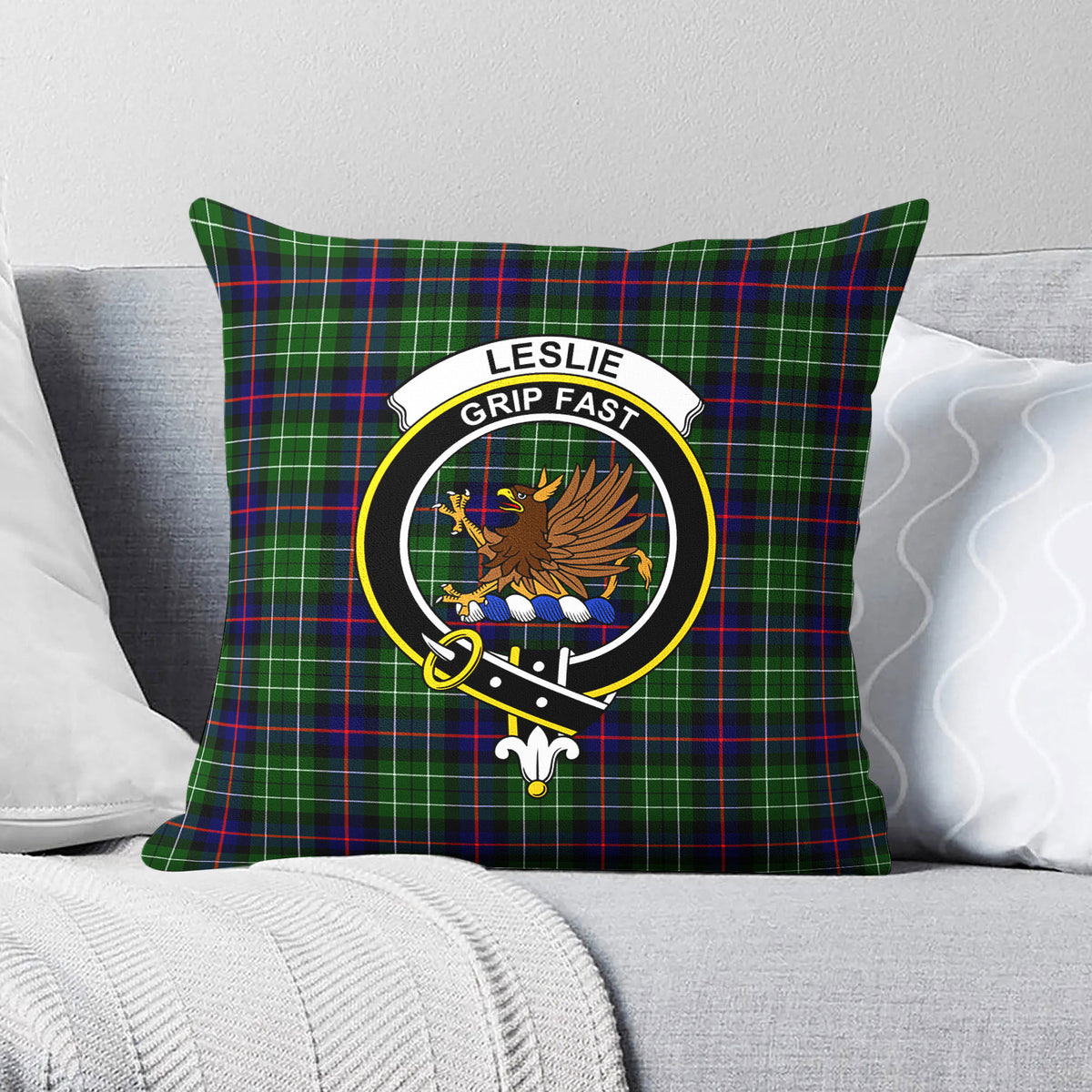 Leslie Hunting Tartan Crest Pillow Cover