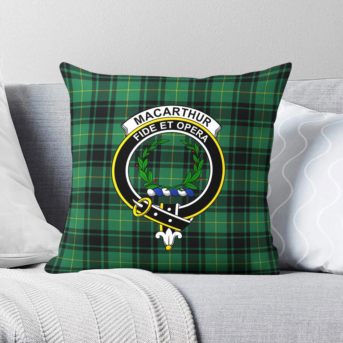 MacArthur Ancient Tartan Crest Pillow Cover