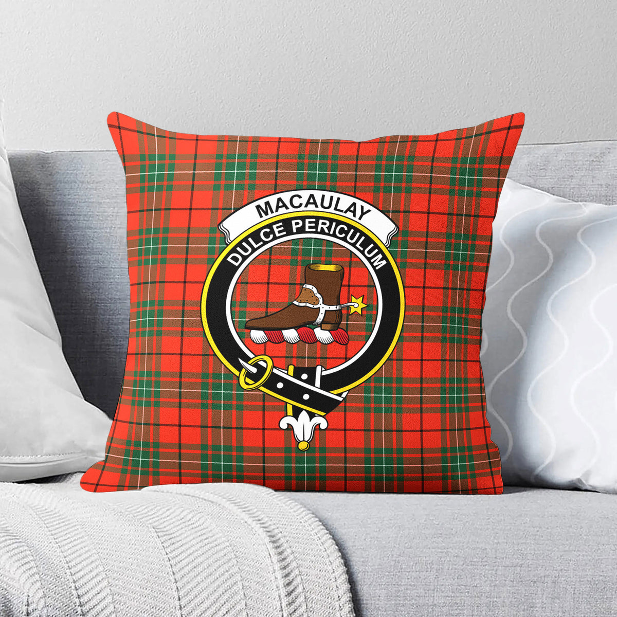 MacAulay Ancient Tartan Crest Pillow Cover