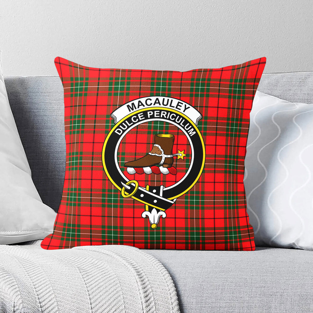 MacAuley Modern Tartan Crest Pillow Cover