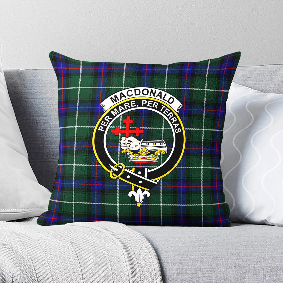 MacDonald of the Isles Hunting Modern Tartan Crest Pillow Cover