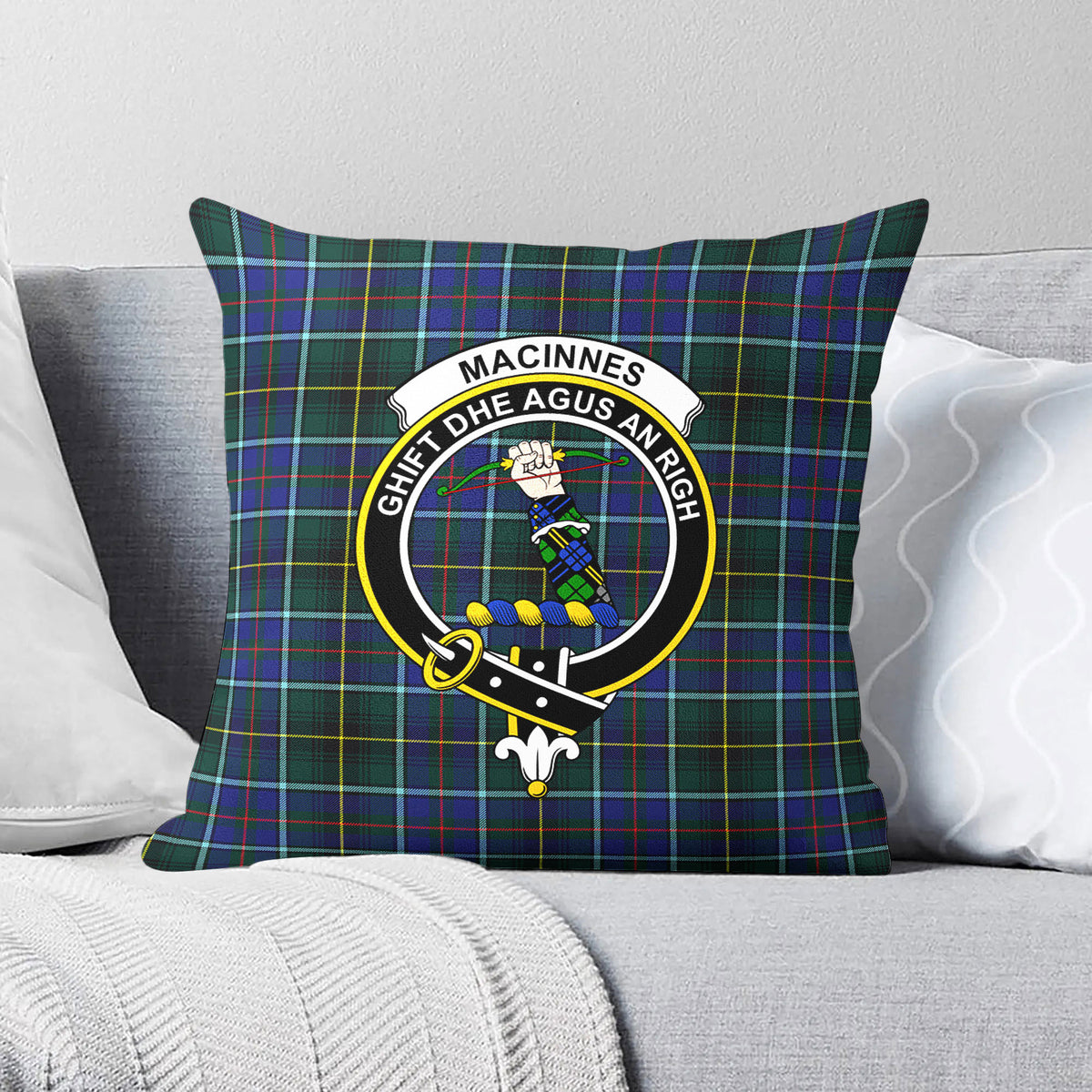 MacInnes Modern Tartan Crest Pillow Cover