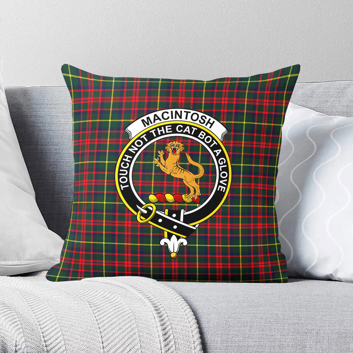 MacIntosh Hunting Modern Tartan Crest Pillow Cover